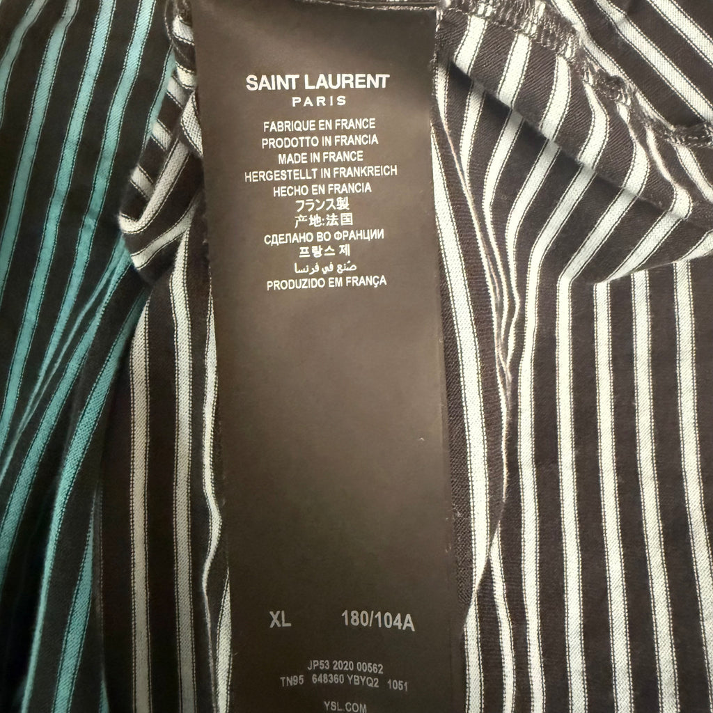 Saint Laurent Blue Ombre Striped Logo Shirt Sz XL