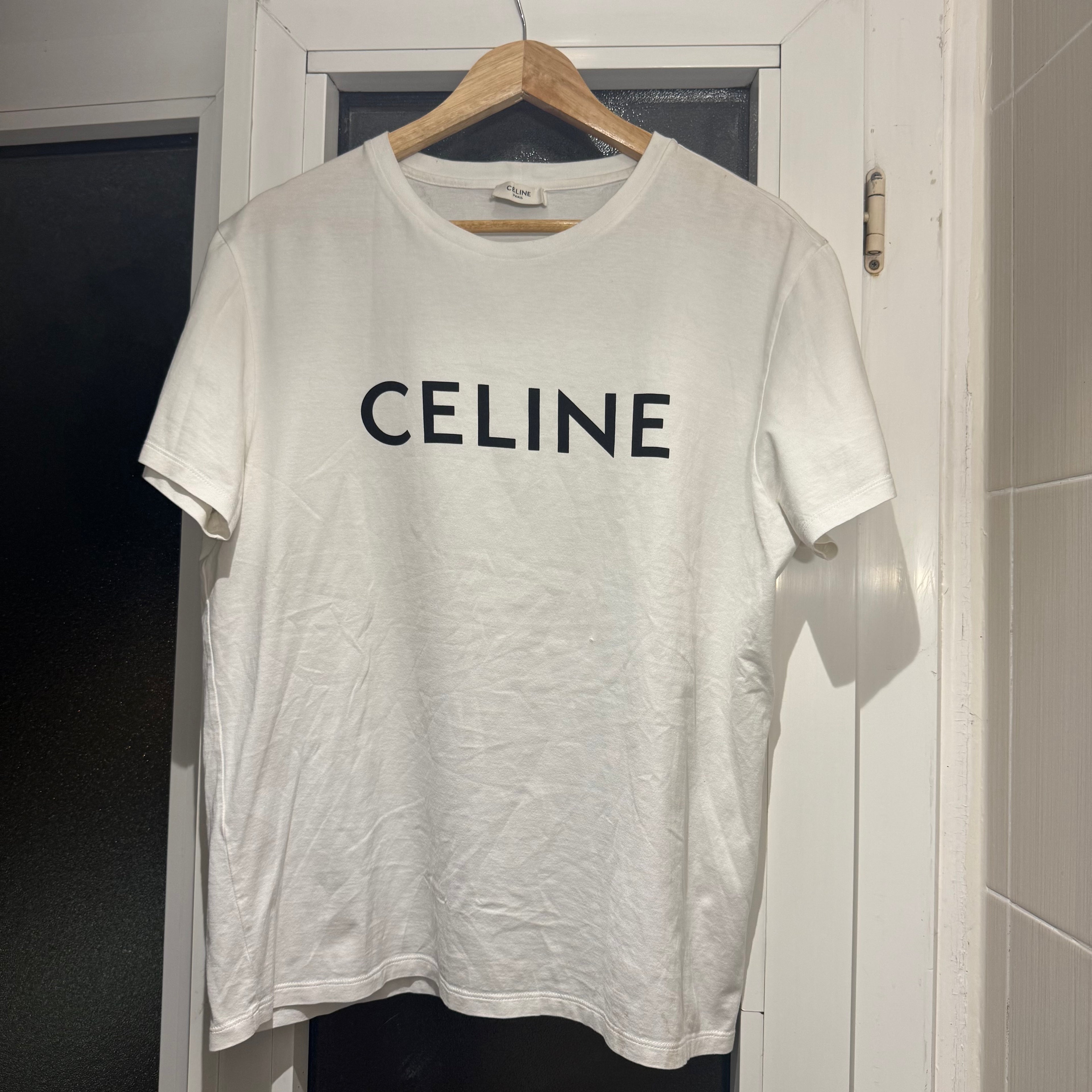 Celine White T-Shirt Size Large