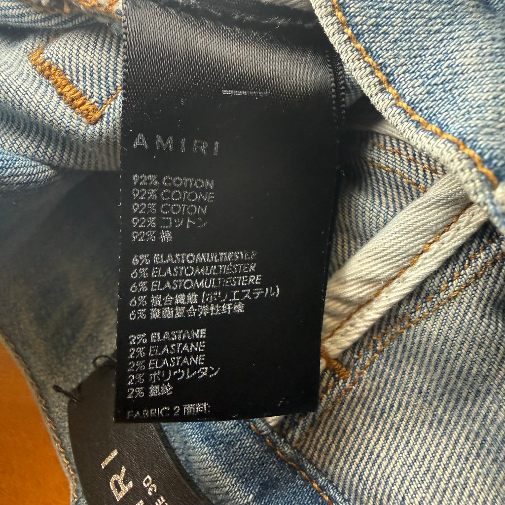 Amiri MX1 Pink Patch Blue Denim Sz 30