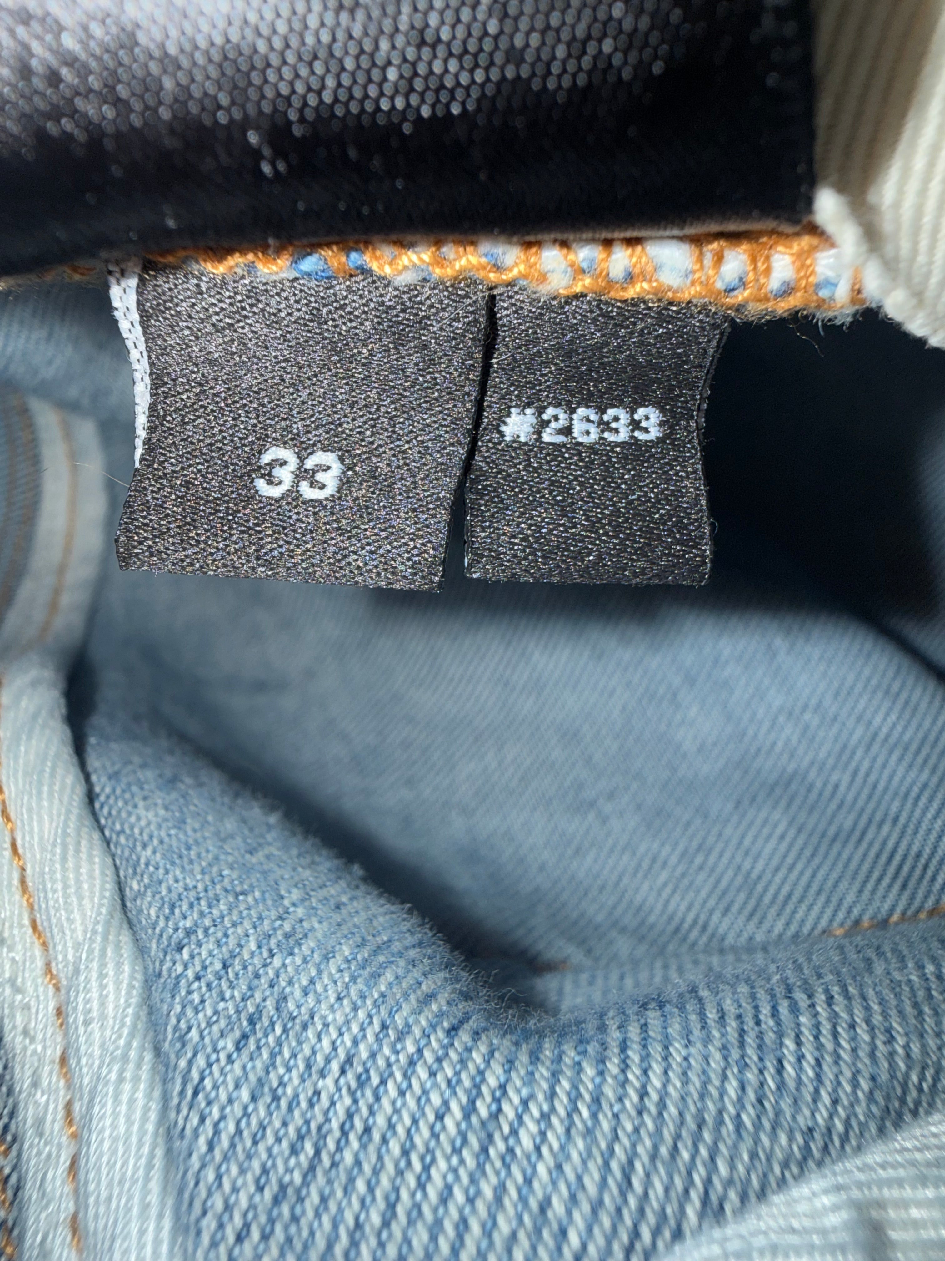Amiri MX1 Cracked Orange Patch Blue Denim Size 33