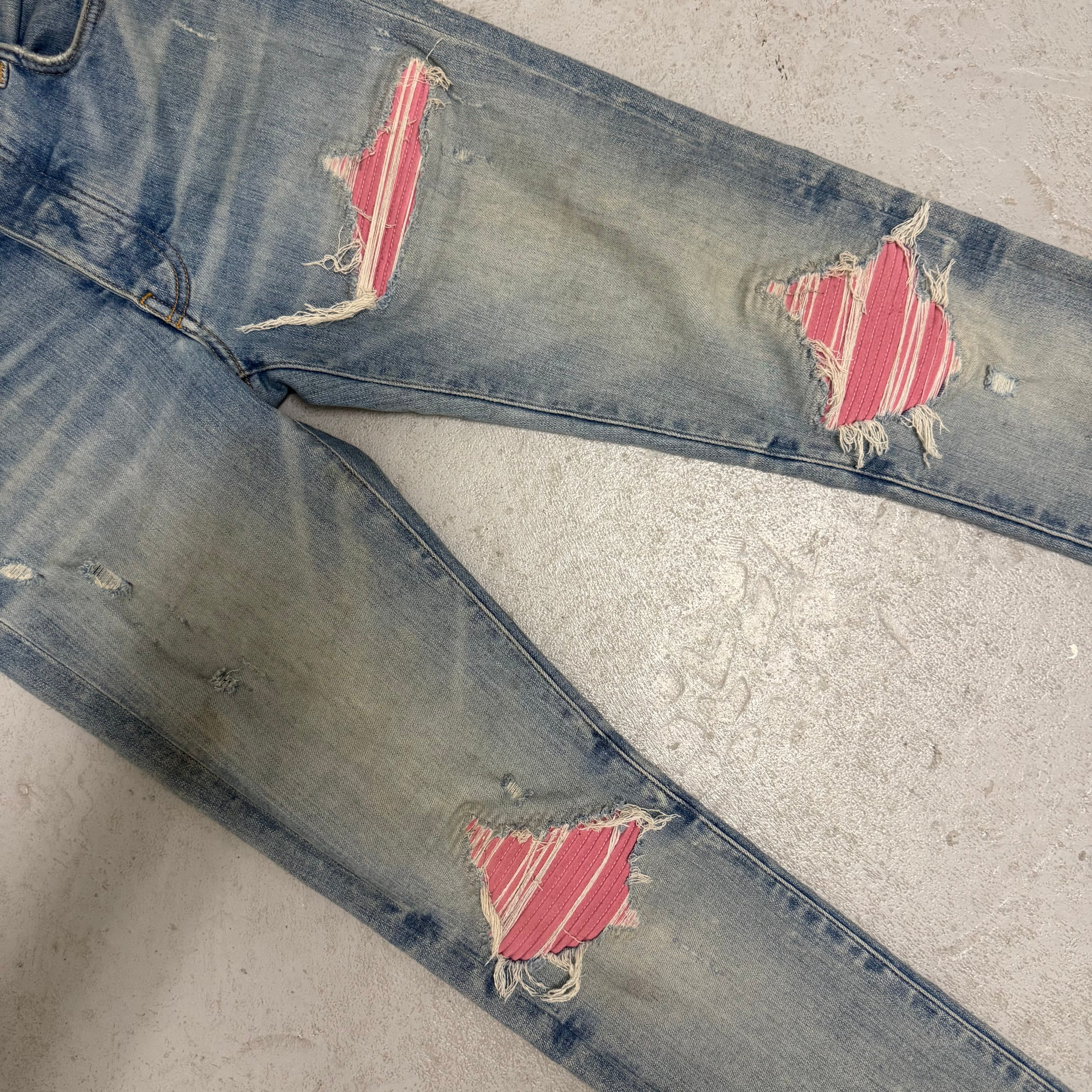 Amiri MX1 Pink Patch Blue Denim Sz 30