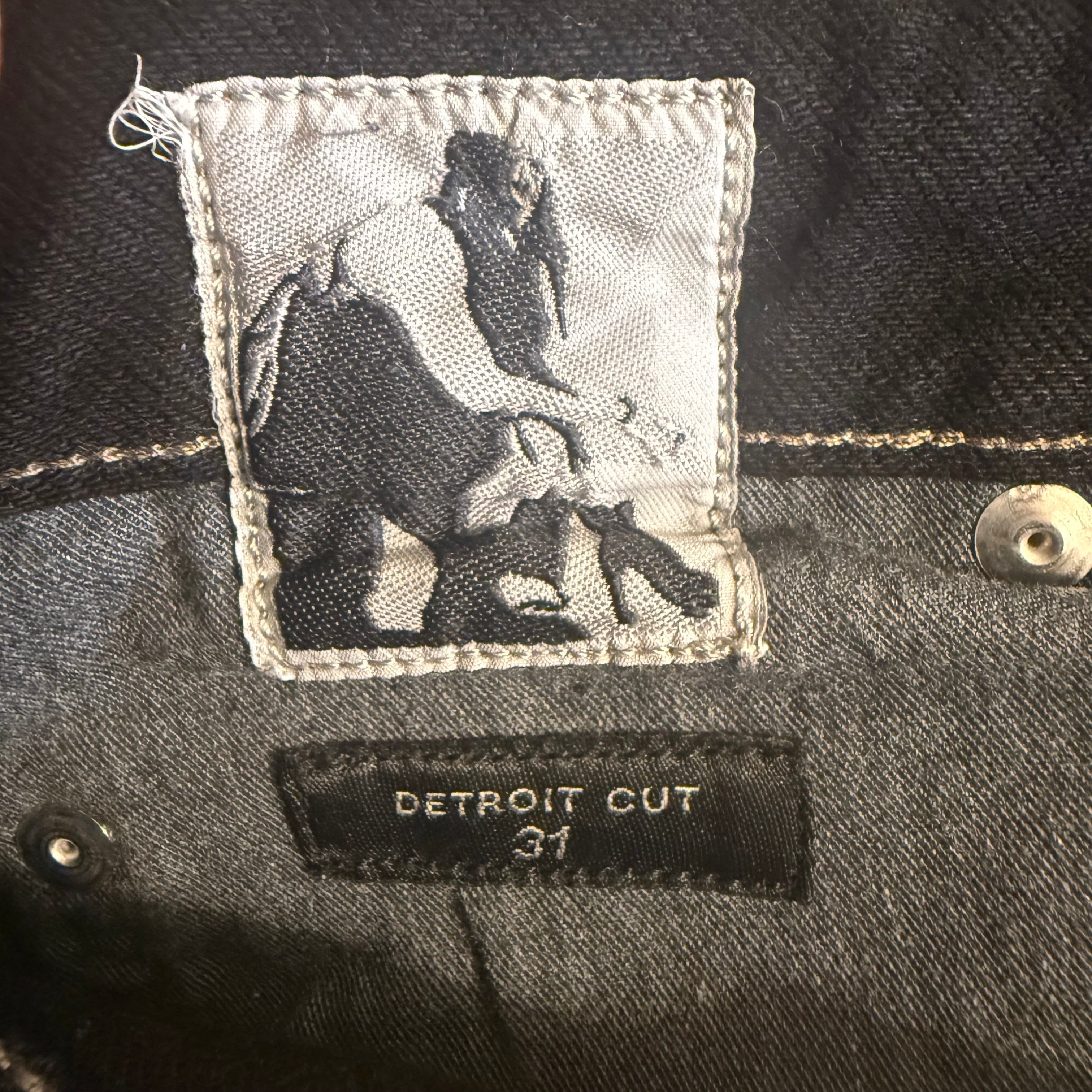 Rick Owens Waxed Black Detroit Cut Denim Size 31