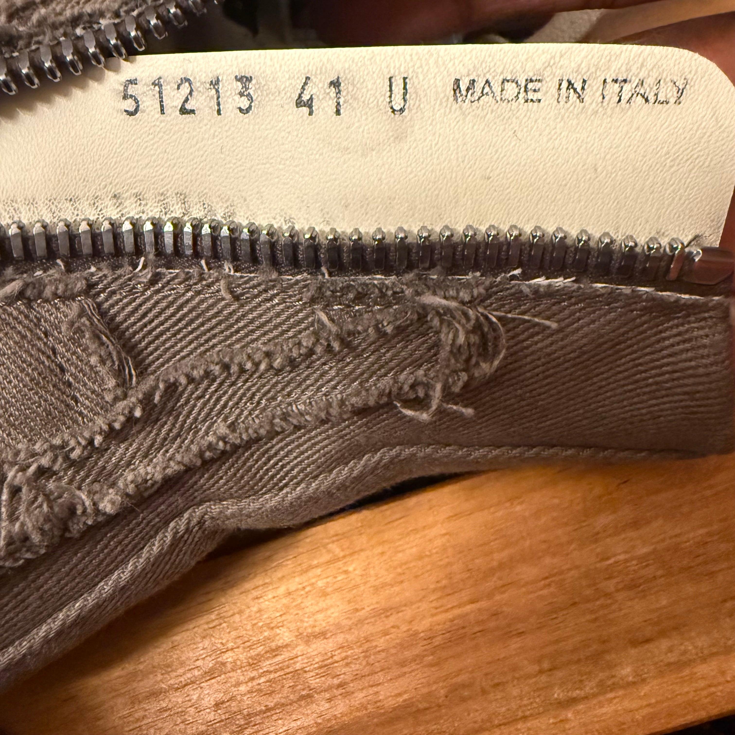 Rick Owens Brown Slashed Denim Sneaker Size 8