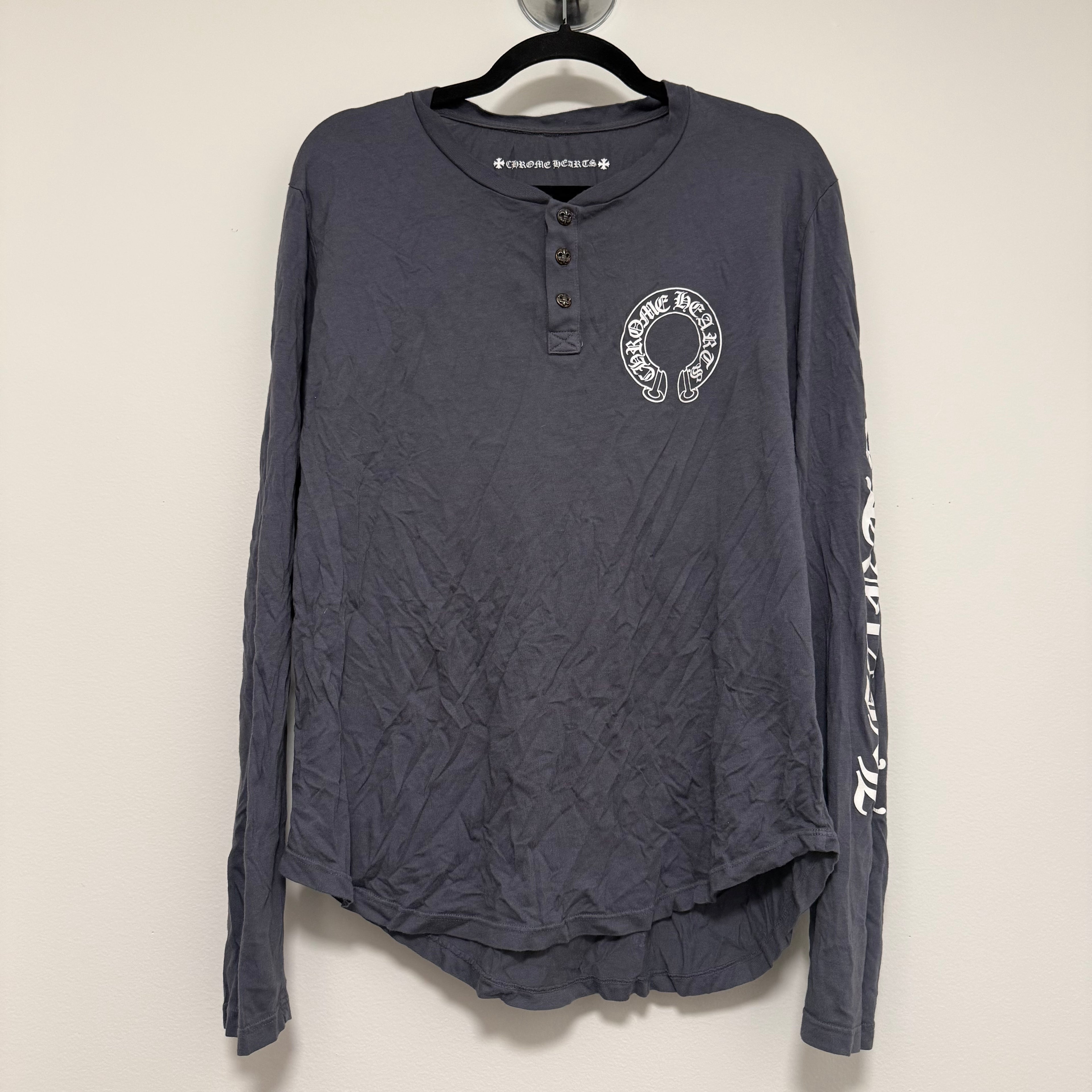 Chrome Hearts Henley Silver Button Shirts Sz Large