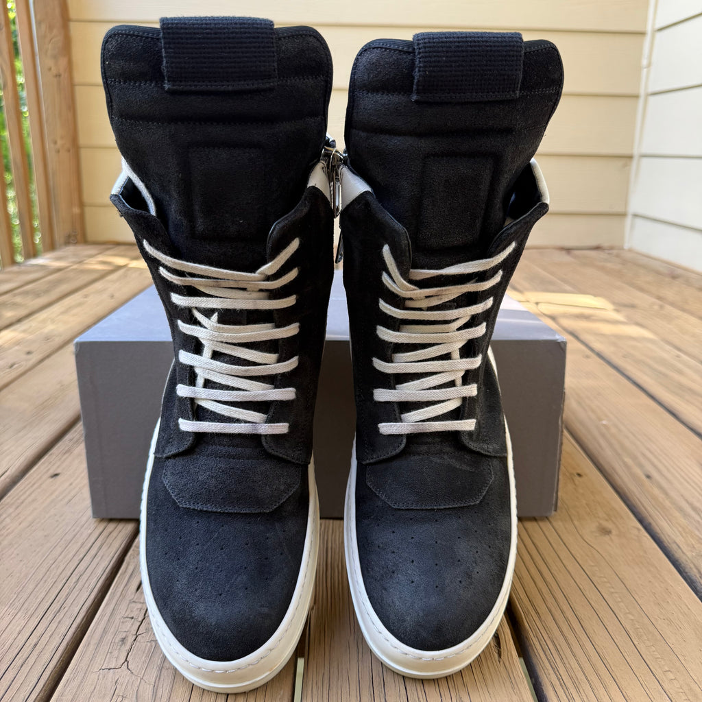 Rick Owens Black Suede Geobasket Size 11 (44)