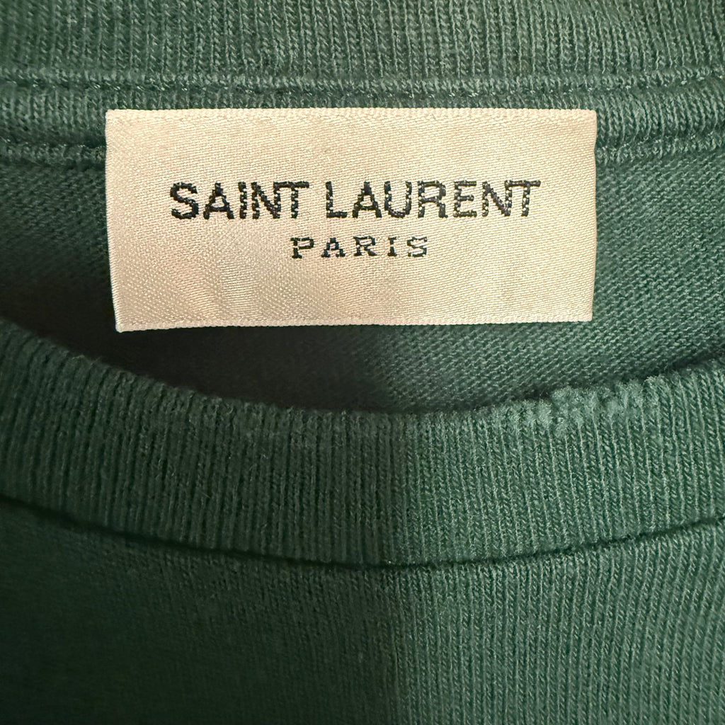 Saint Laurent Green University Crest T-Shirt Sz Large