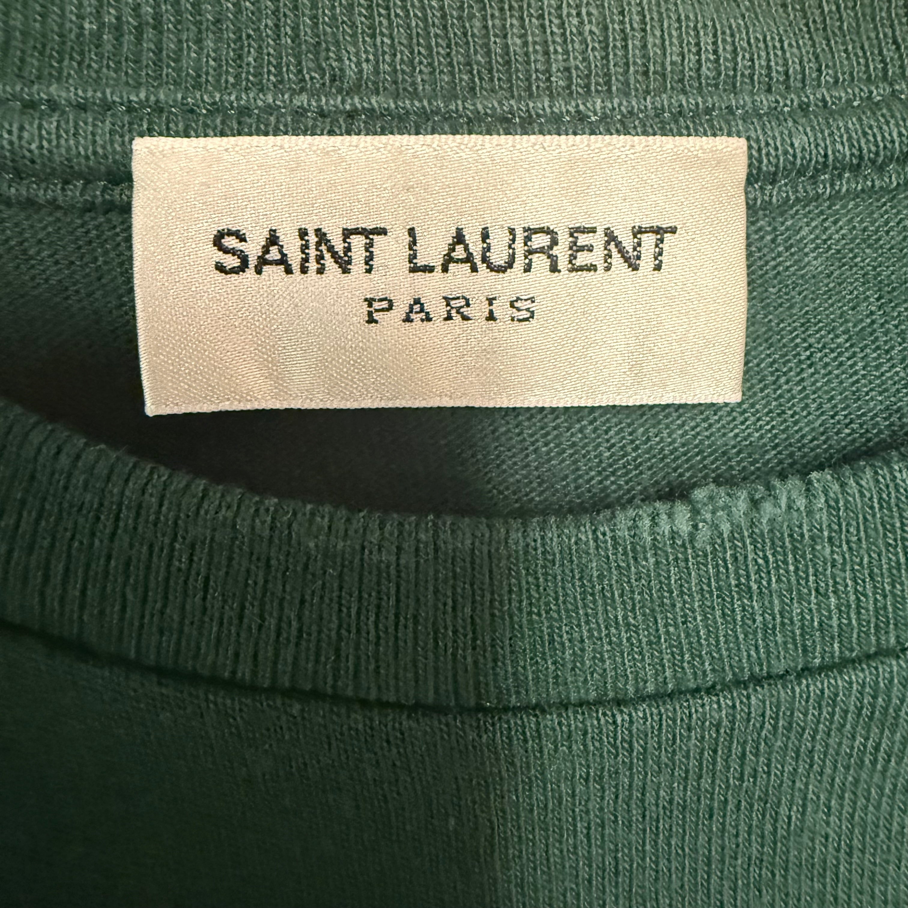 Saint Laurent Green University Crest T-Shirt Sz Large