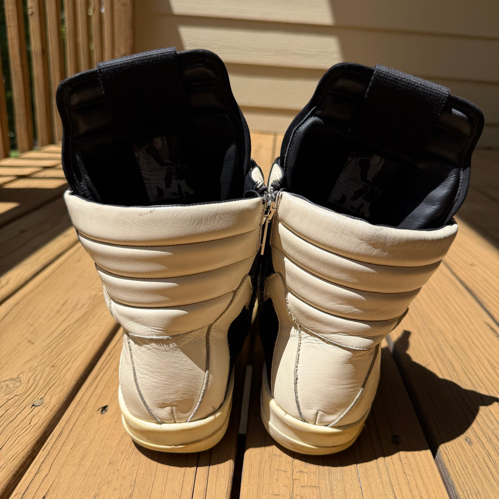 Rick Owens Jumbo Lace Black/Milk Geobasket Size 9