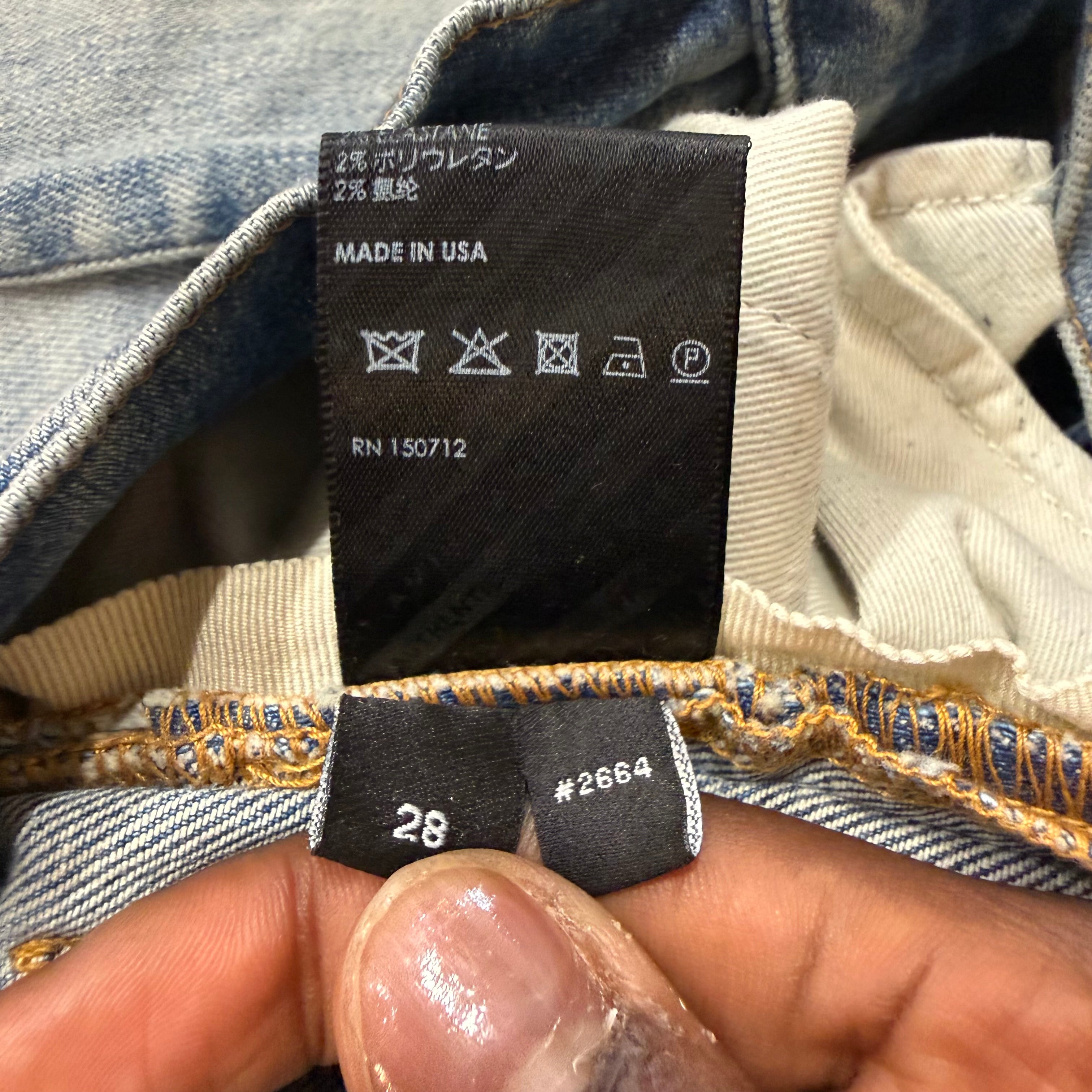 Amiri MX1 Blue Denim Black Paisley Patch Size 28