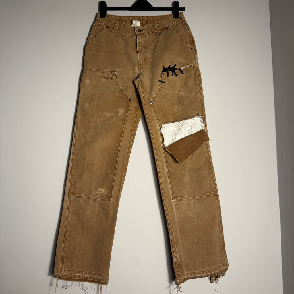 Vintage Thrashed Tan Double Knee Carhartt Pants Size 28