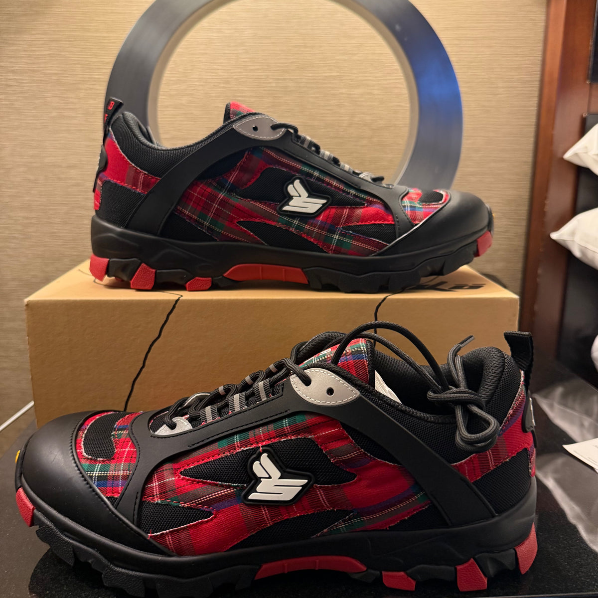 Sicko x Eric Emmanuel Red/Black Plaid Hiking Shoe Size 11