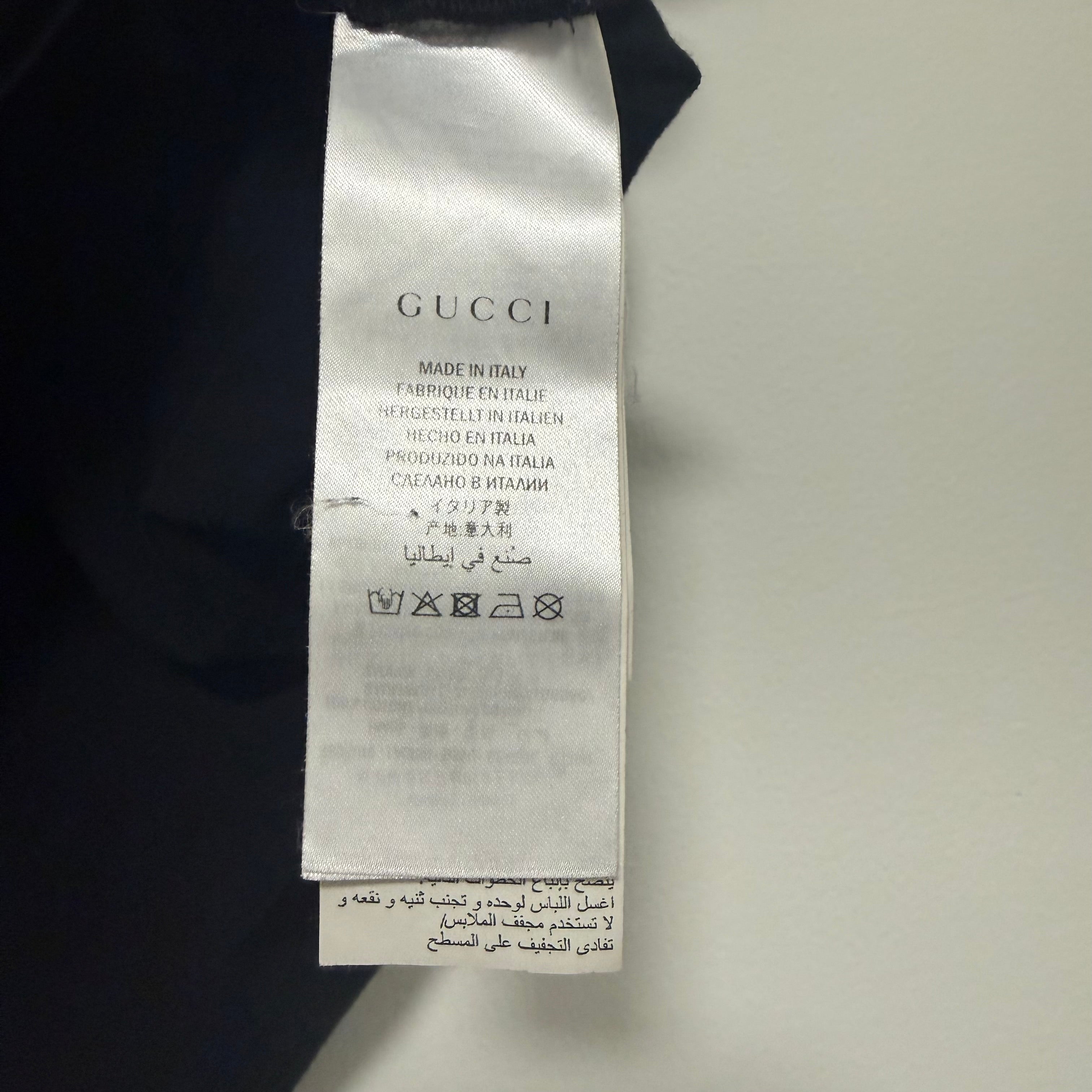 "Gucci ""L'Aveugle par Amour"" Applique Black T-Shirt Sz XL"
