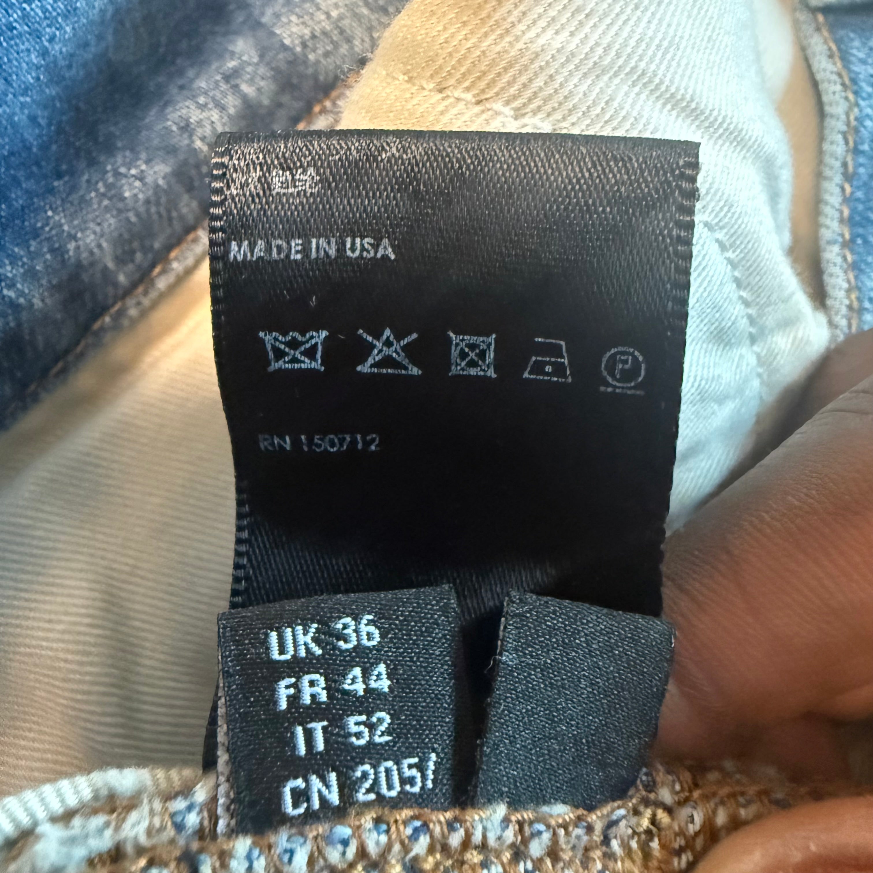 Amiri MX1 Brown Suede Patch Blue Jeans Sz 36