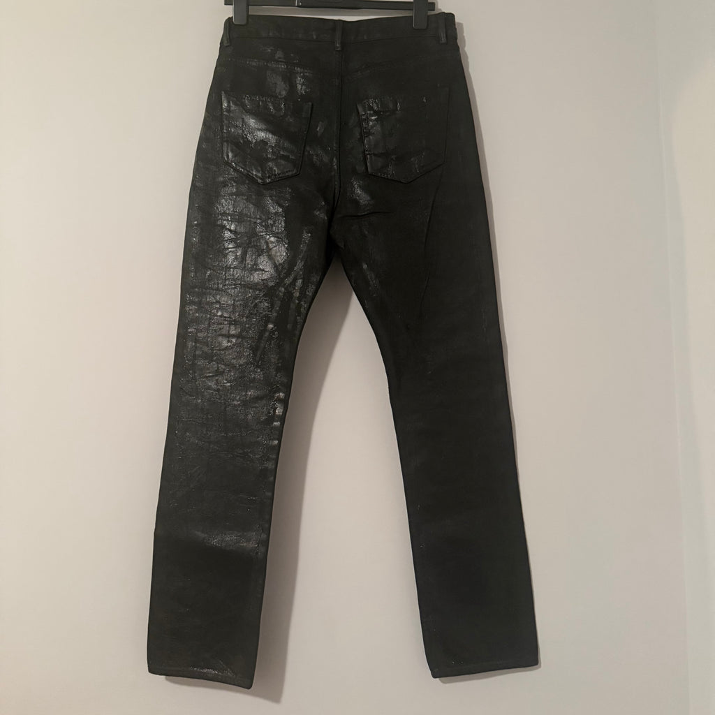 Rick Owens Waxed Black Detroit Cut Denim Size 31