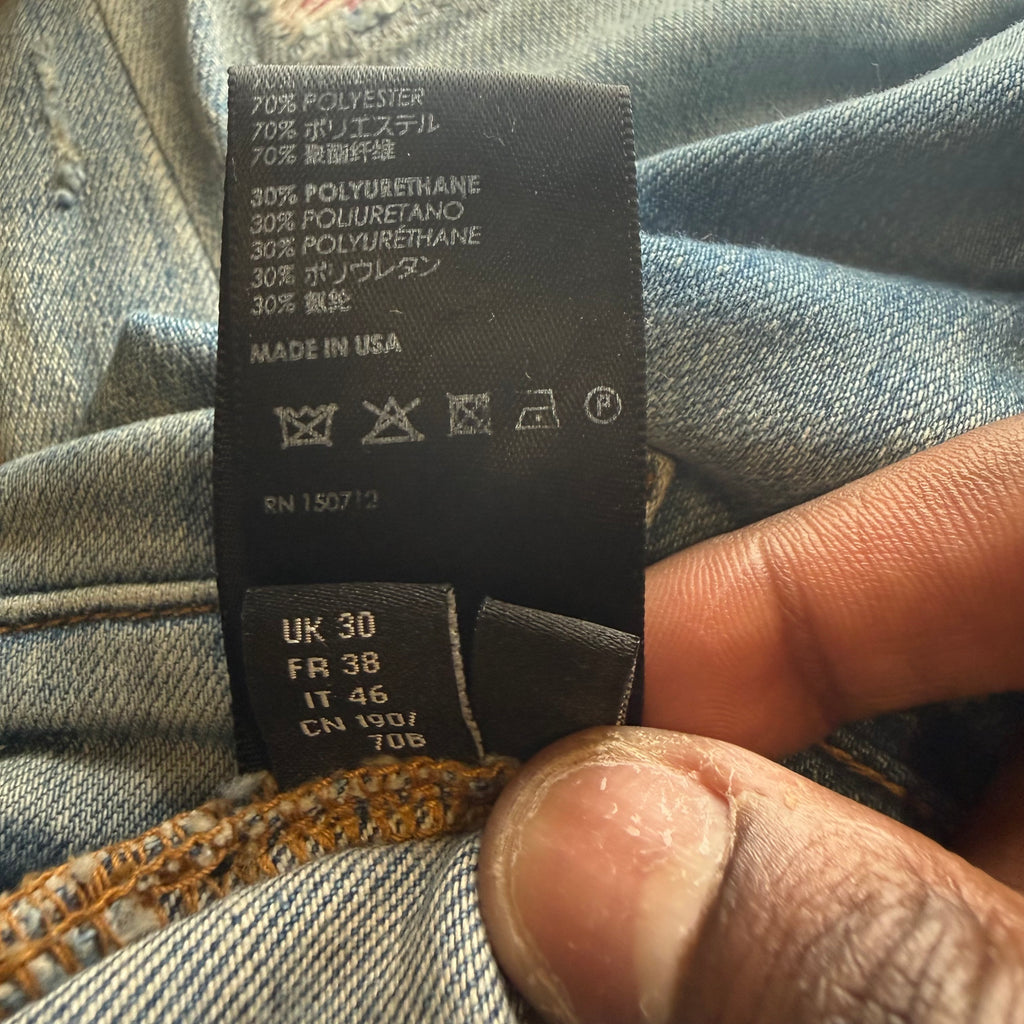 Amiri MX1 Pink Patch Blue Denim Sz 30