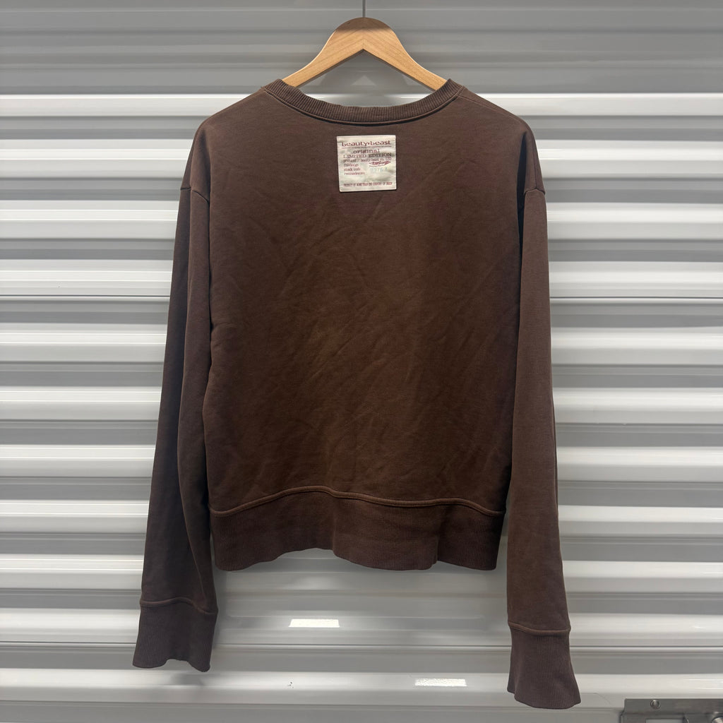 Beauty Beast Brown Skull Crewneck Size Medium