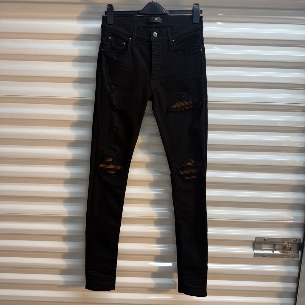 Amiri MX1 Brown Patch Black Denim Size 30