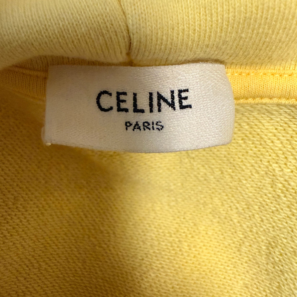 Celine Yellow Cotton Logo Hoodie Sz XL