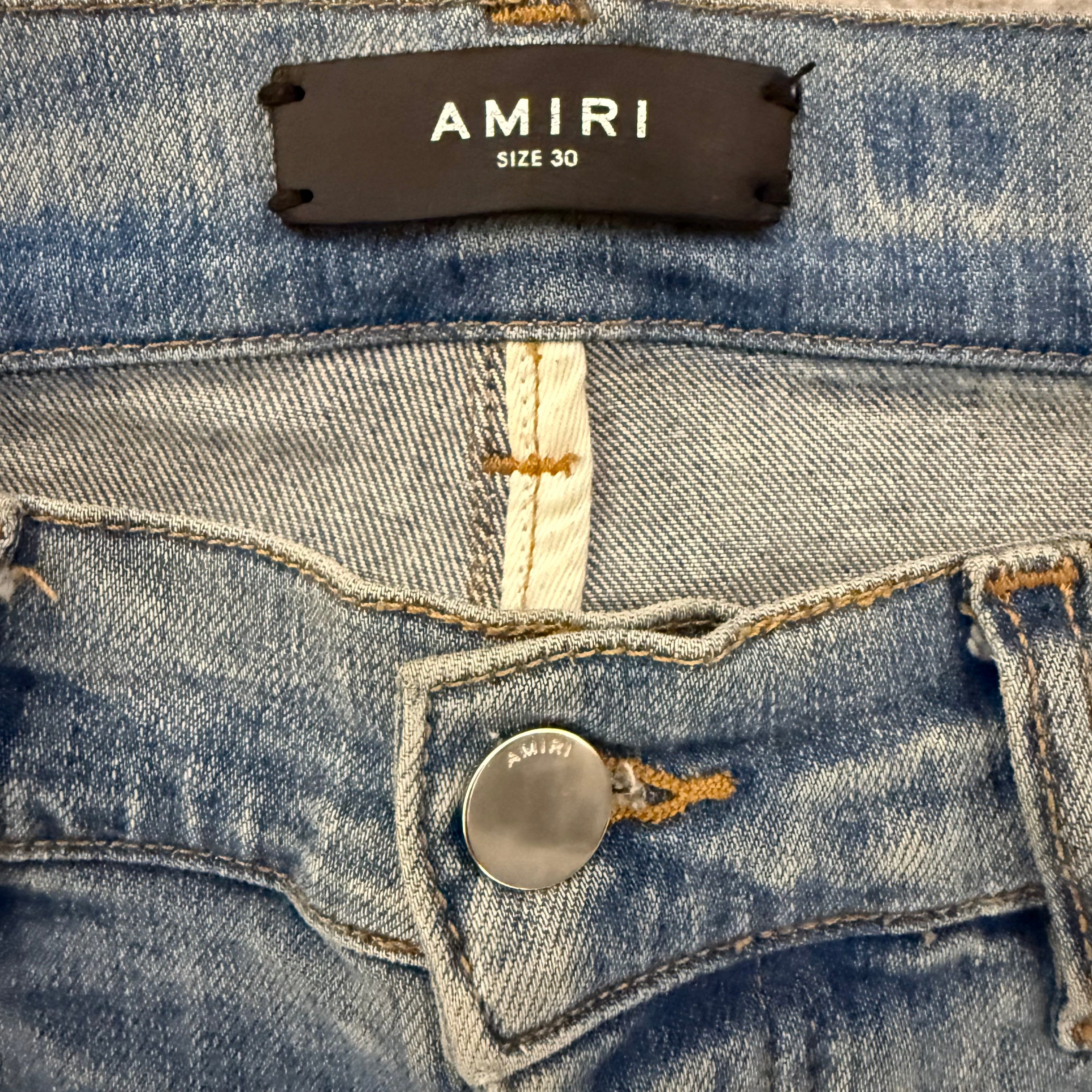 Amiri MX1 Pink Patch Blue Denim Sz 30