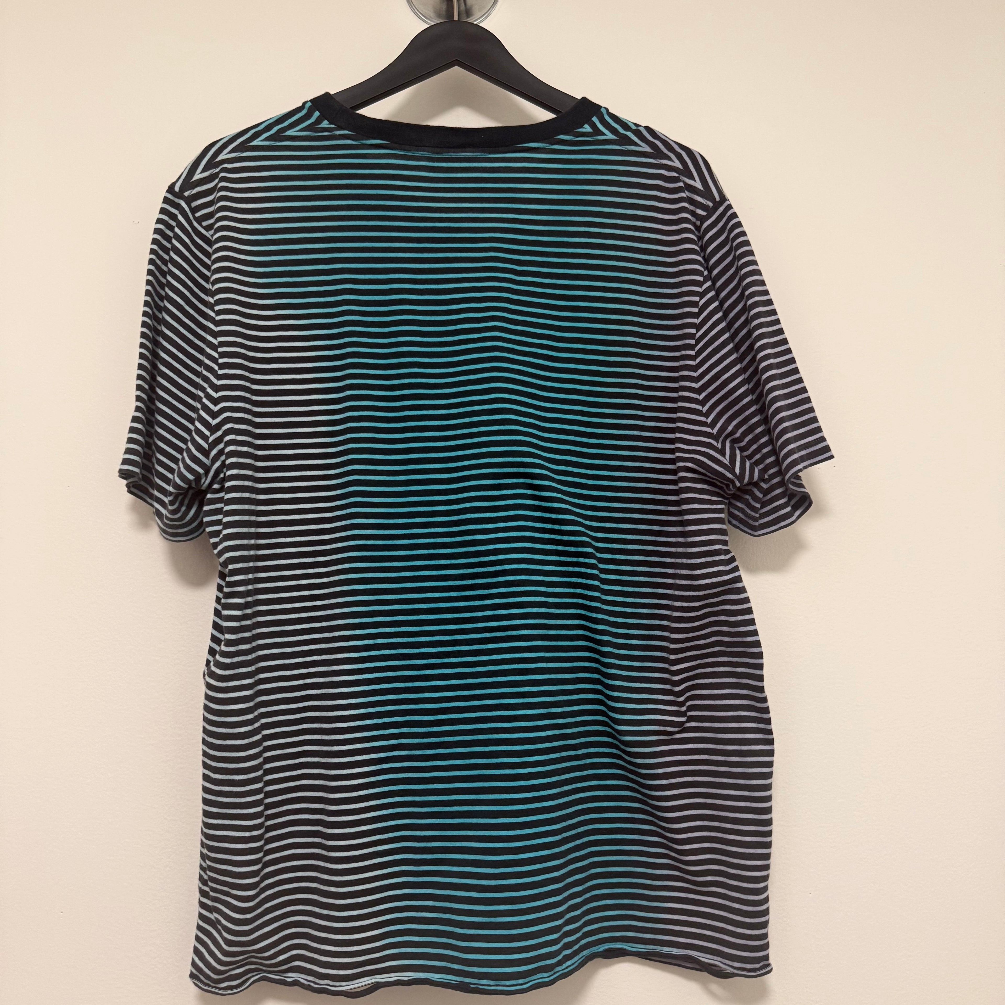 Saint Laurent Blue Ombre Striped Logo Shirt Sz XL