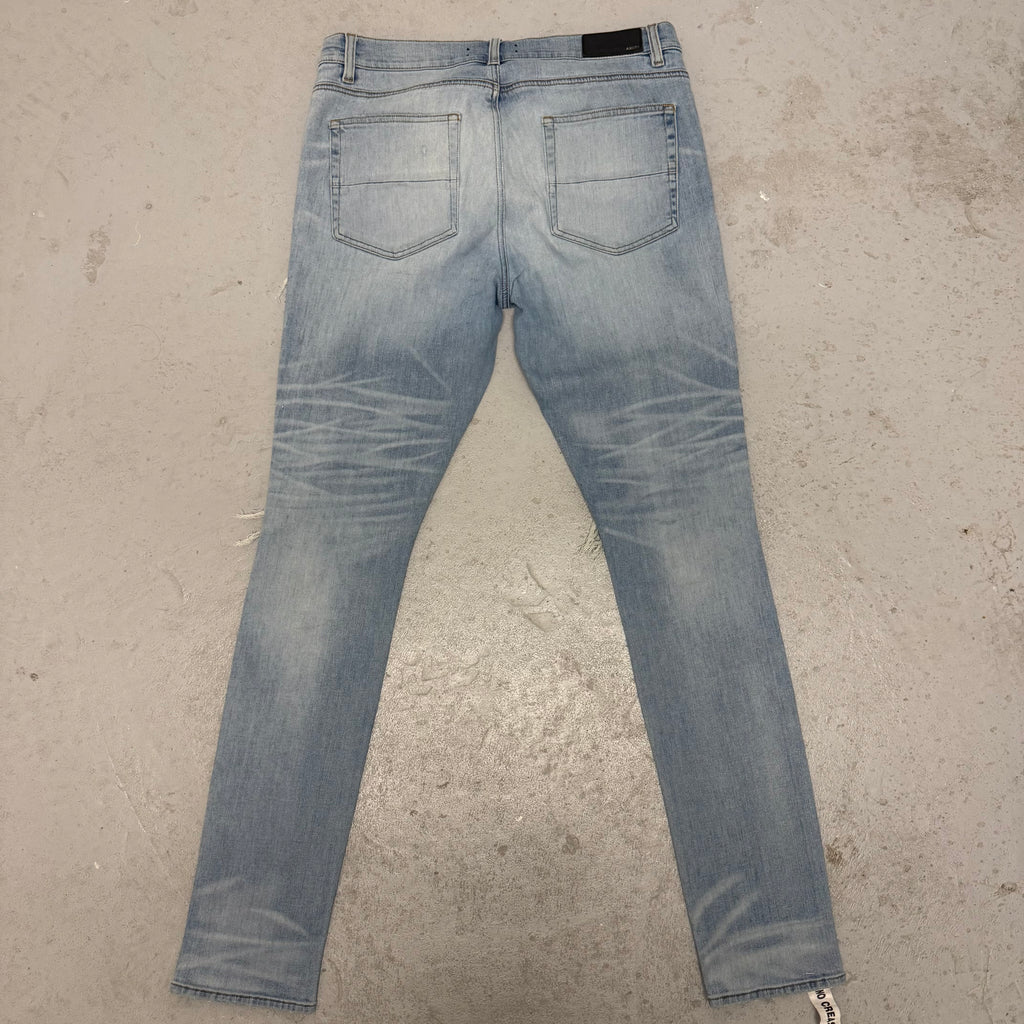 Amiri MX1 White Patch Blue Denim Sz 38