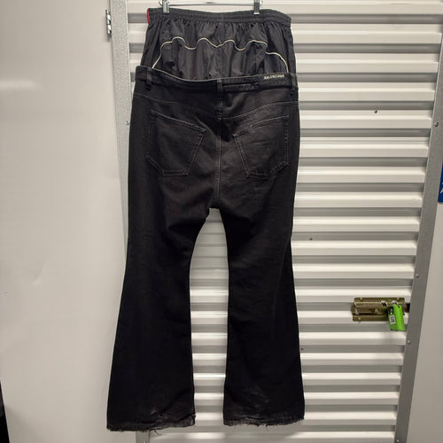 Balenciaga Double Waist Black Denim Size XL