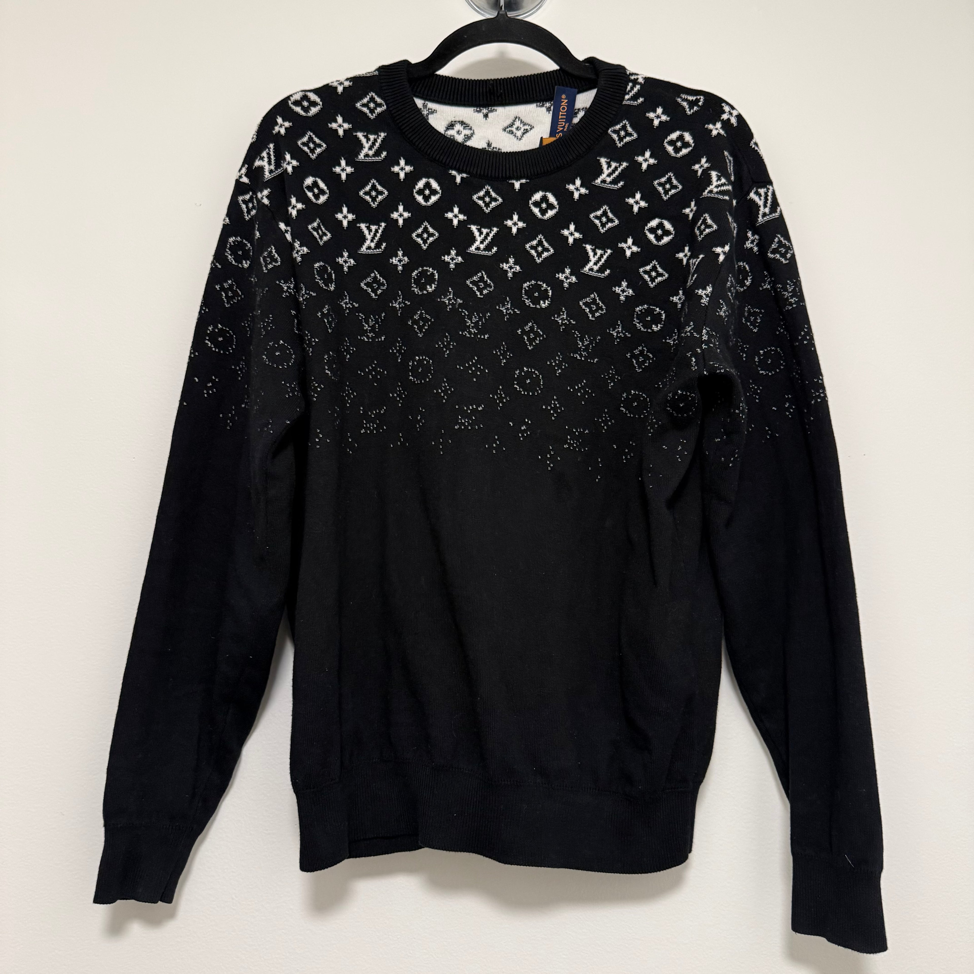 Louis Vuitton Black Gradient Monogram Cotton Crewneck Sz Small