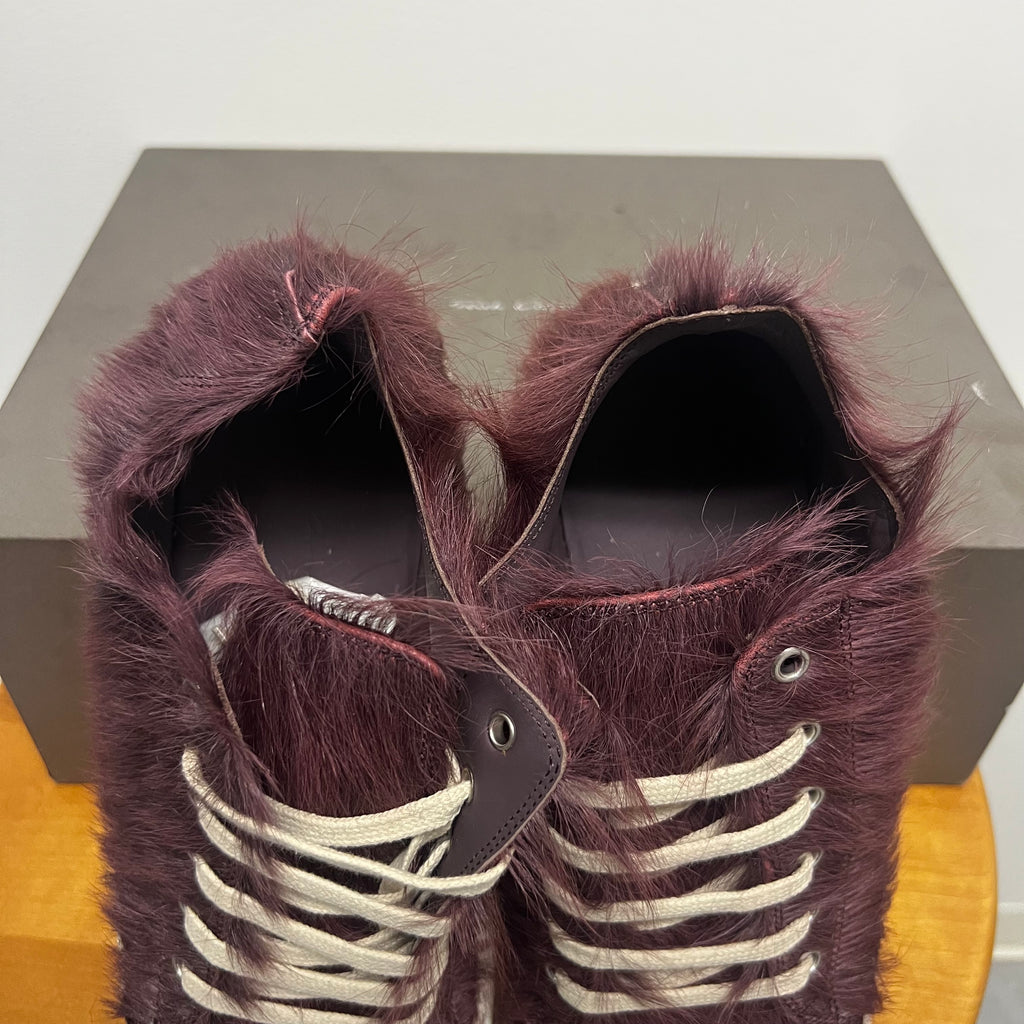 Rick Owens Pony Hair Low Ramones Amethyst/Milk Sz 7 (39.5 EU)