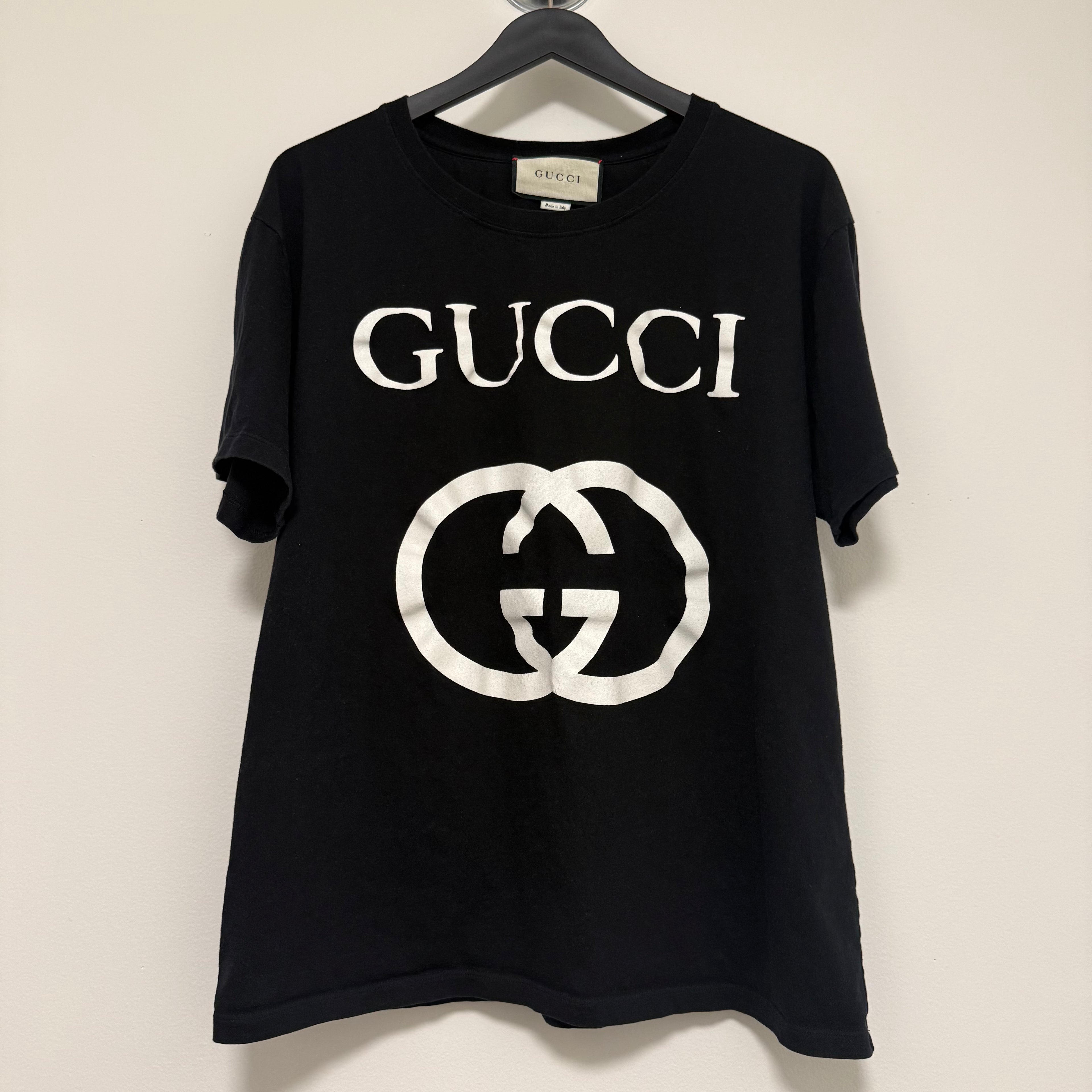 Gucci Interlocking Black GG Logo Shirt Sz Large