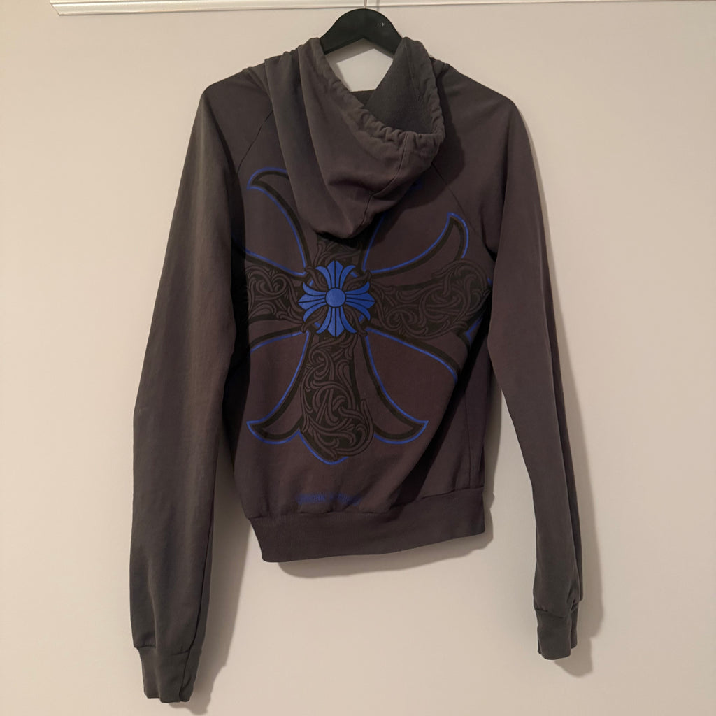 Chrome Hearts Blue Cross Zip-up Hoodie Size Small