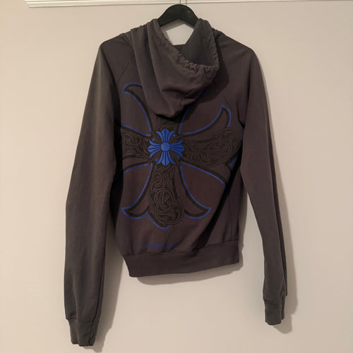 Chrome Hearts Blue Cross Zip-up Hoodie Size Small