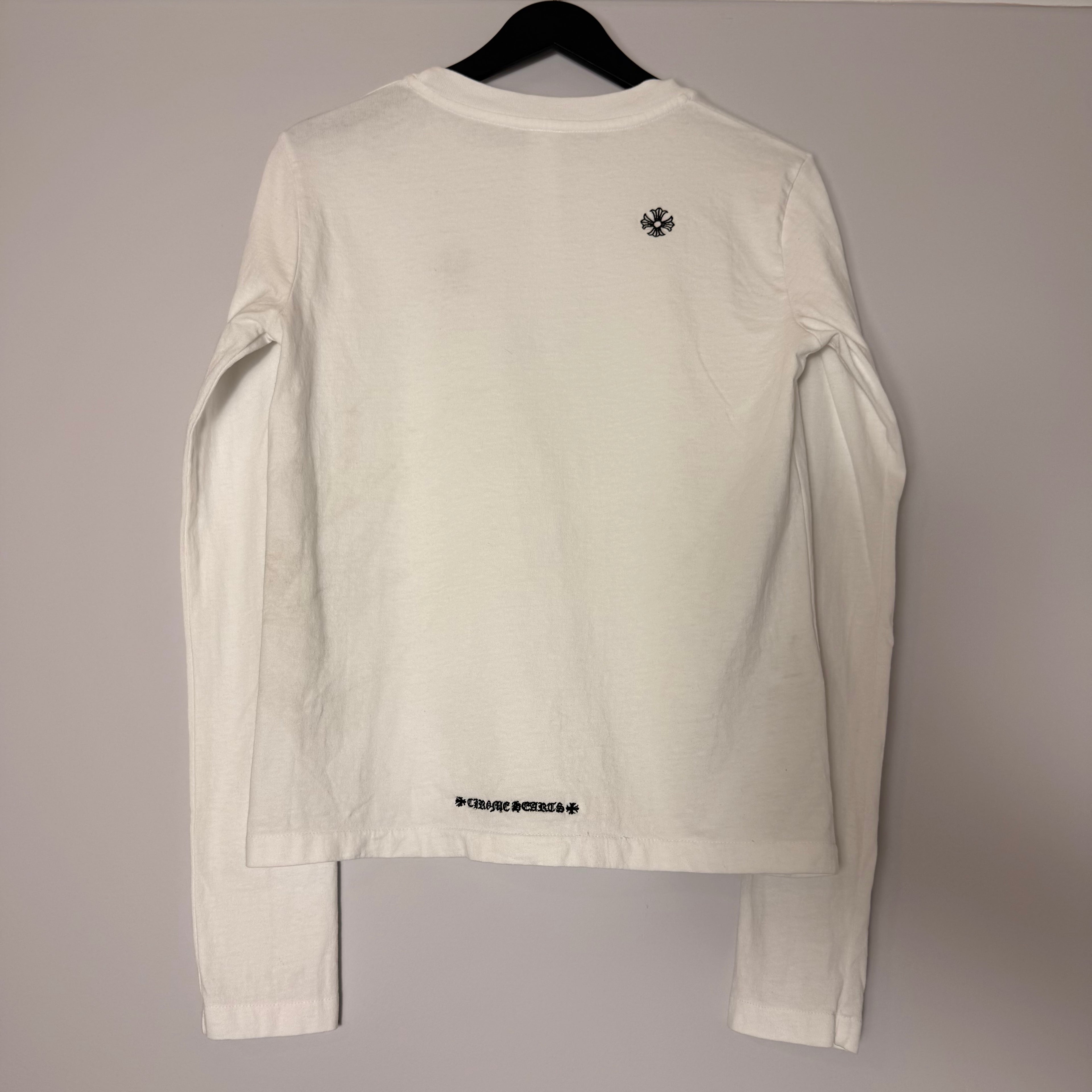 Chrome Hearts White Embroidered Dagger Logo Longsleeve
