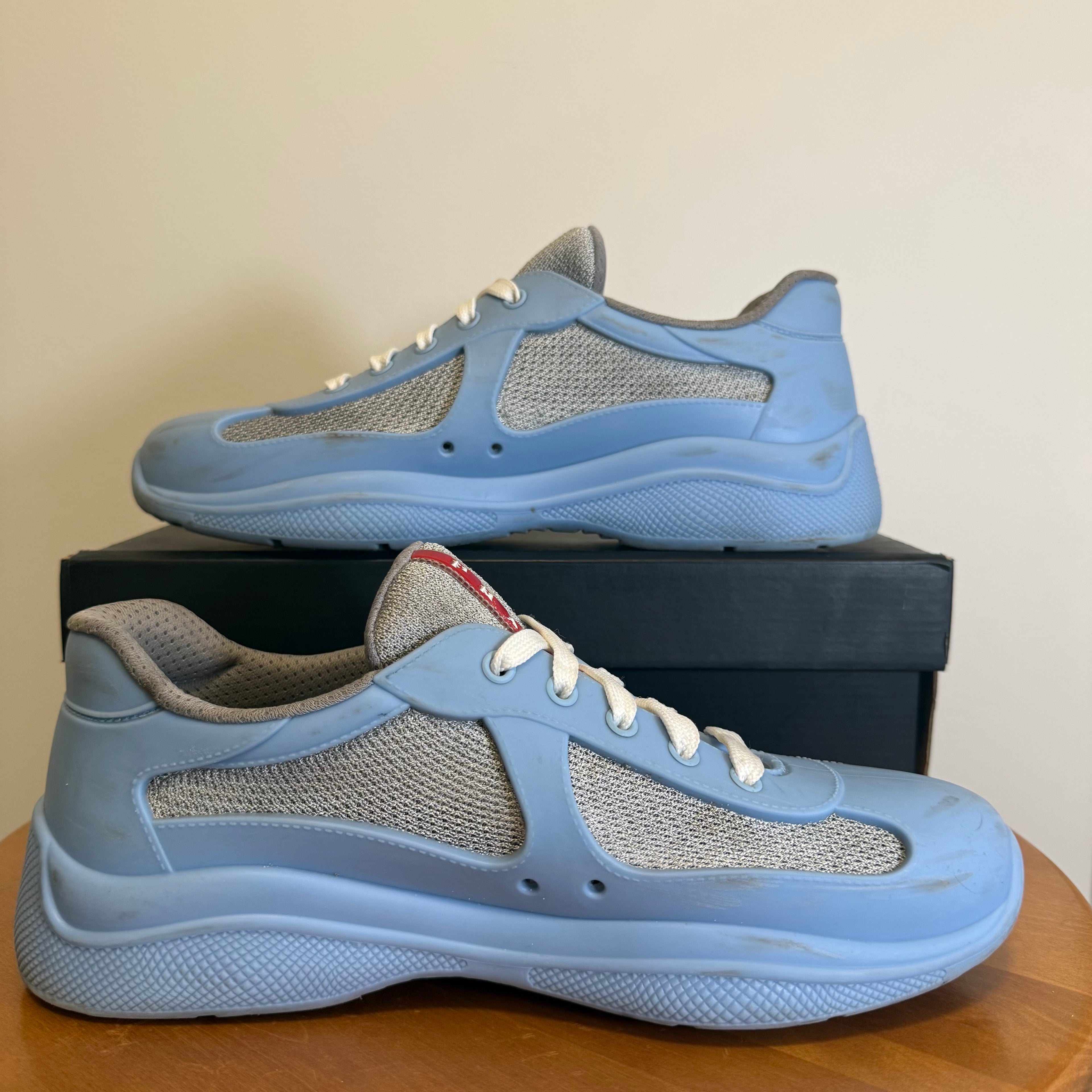 Prada America's Cup Light Blue Soft Rubber Sneaker Sz 8