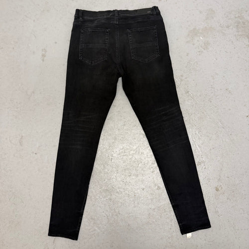Amiri Distressed Plain Black Denim Sz 38