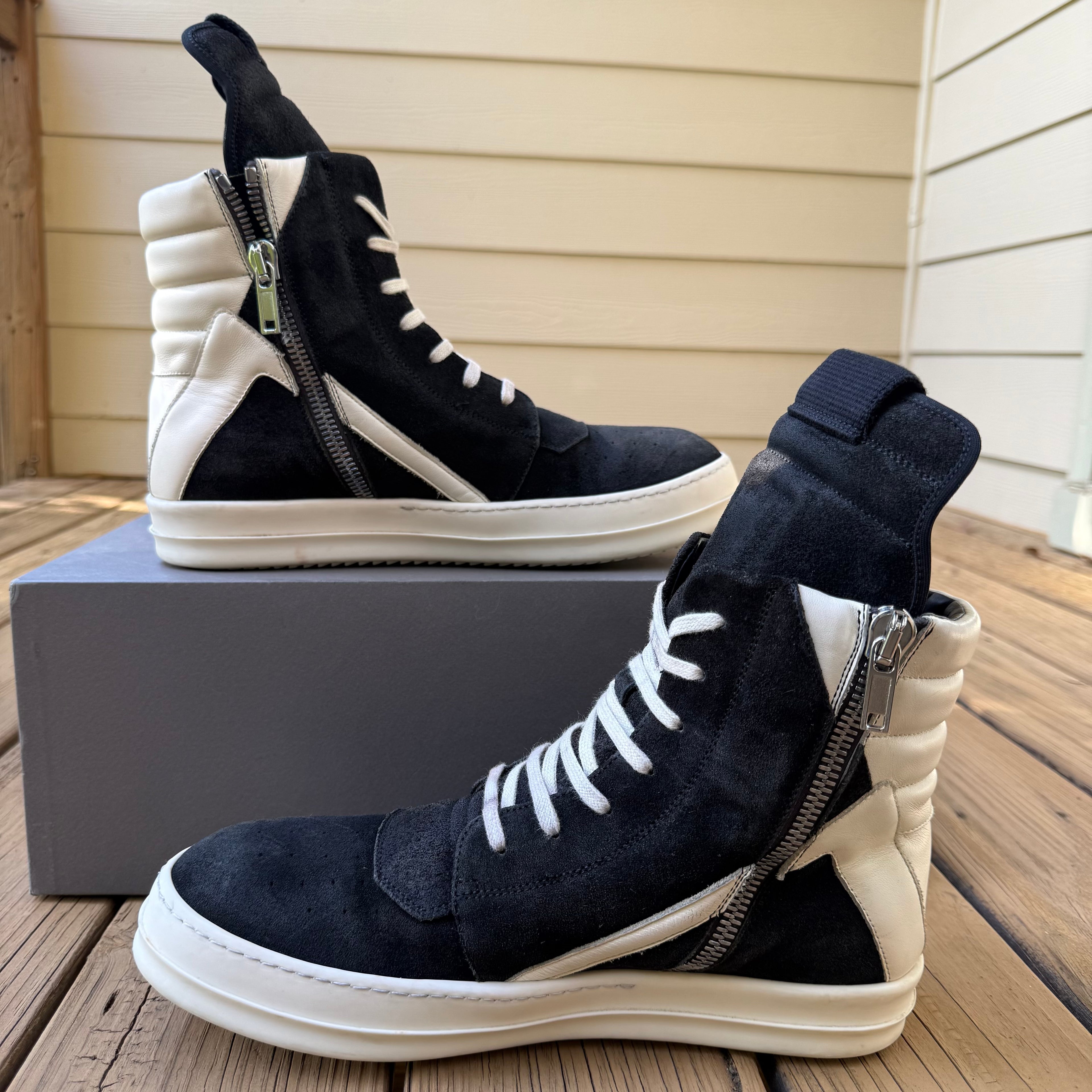Rick Owens Black Suede Geobasket Size 11 (44)