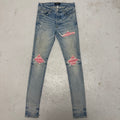 Amiri MX1 Pink Patch Blue Denim Sz 30