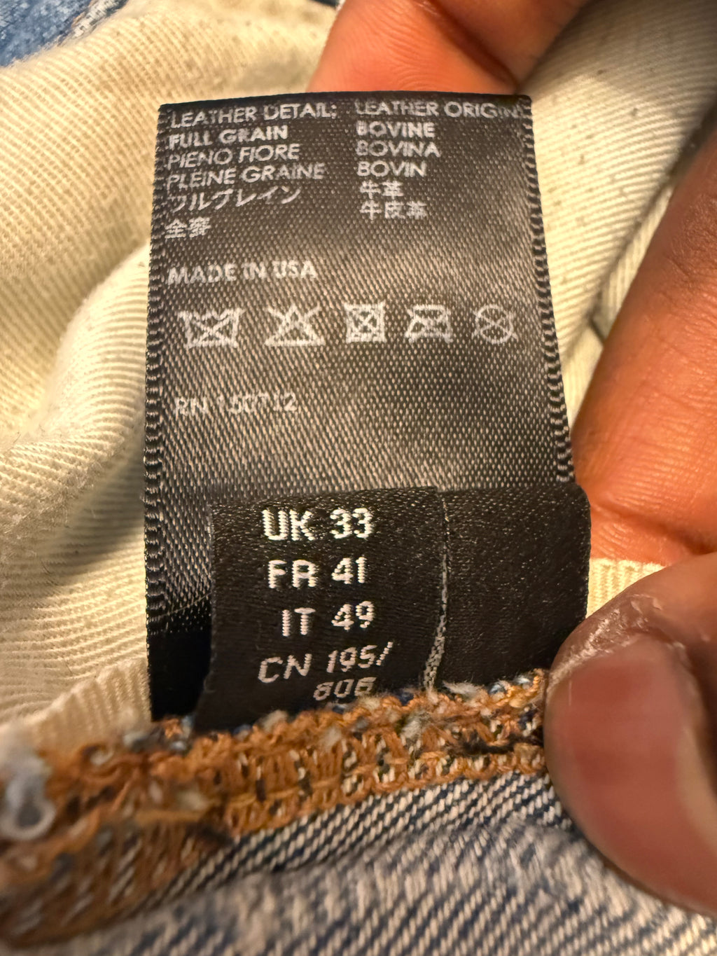 Amiri MX1 Cracked Orange Patch Blue Denim Size 33