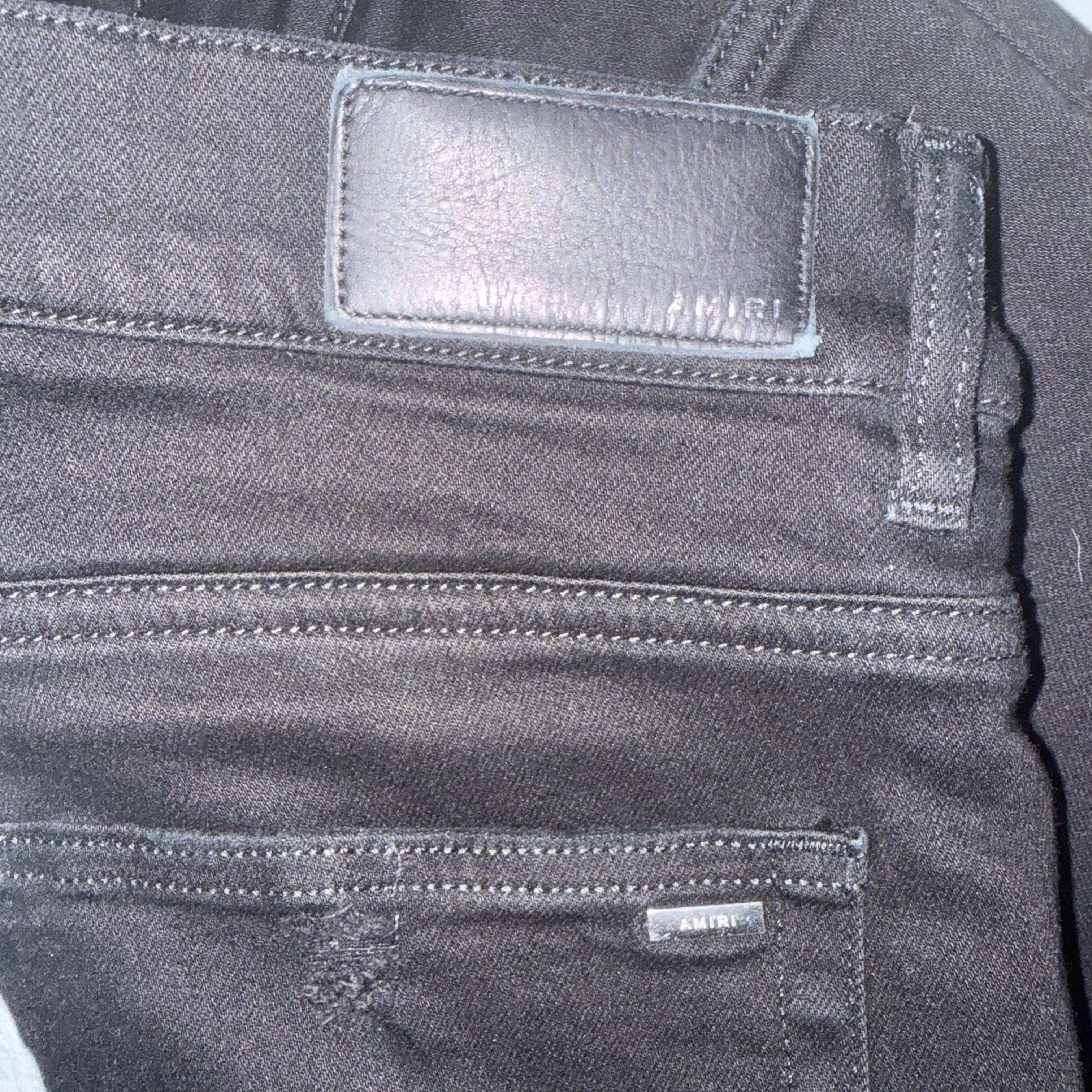 Amiri MX1 Brown Suede Patch Blue Jeans Sz 36