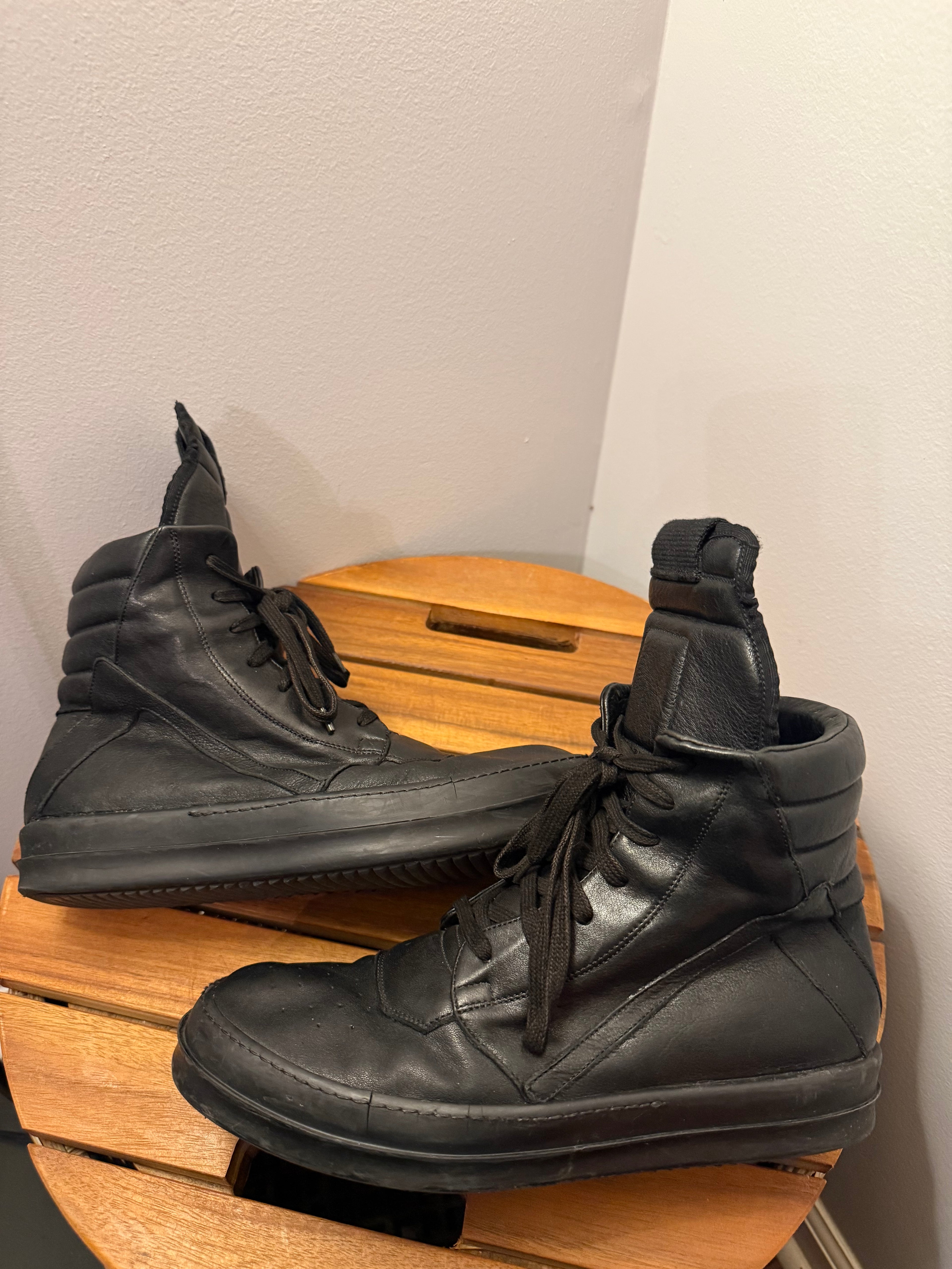 Rick Owens Triple Black Geobasket Size 8.5