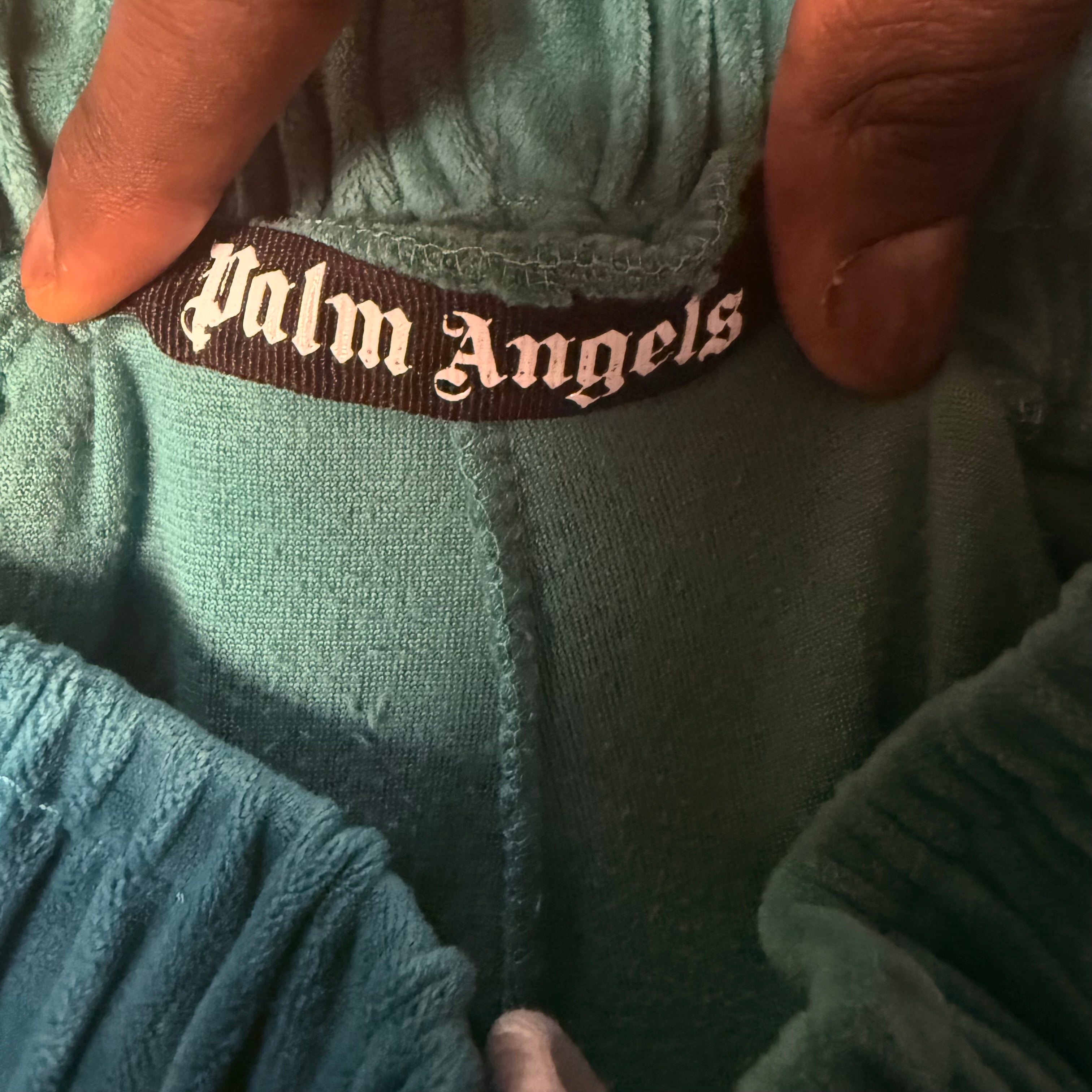 Palm Angels Green Velour Track Pants Sz Small