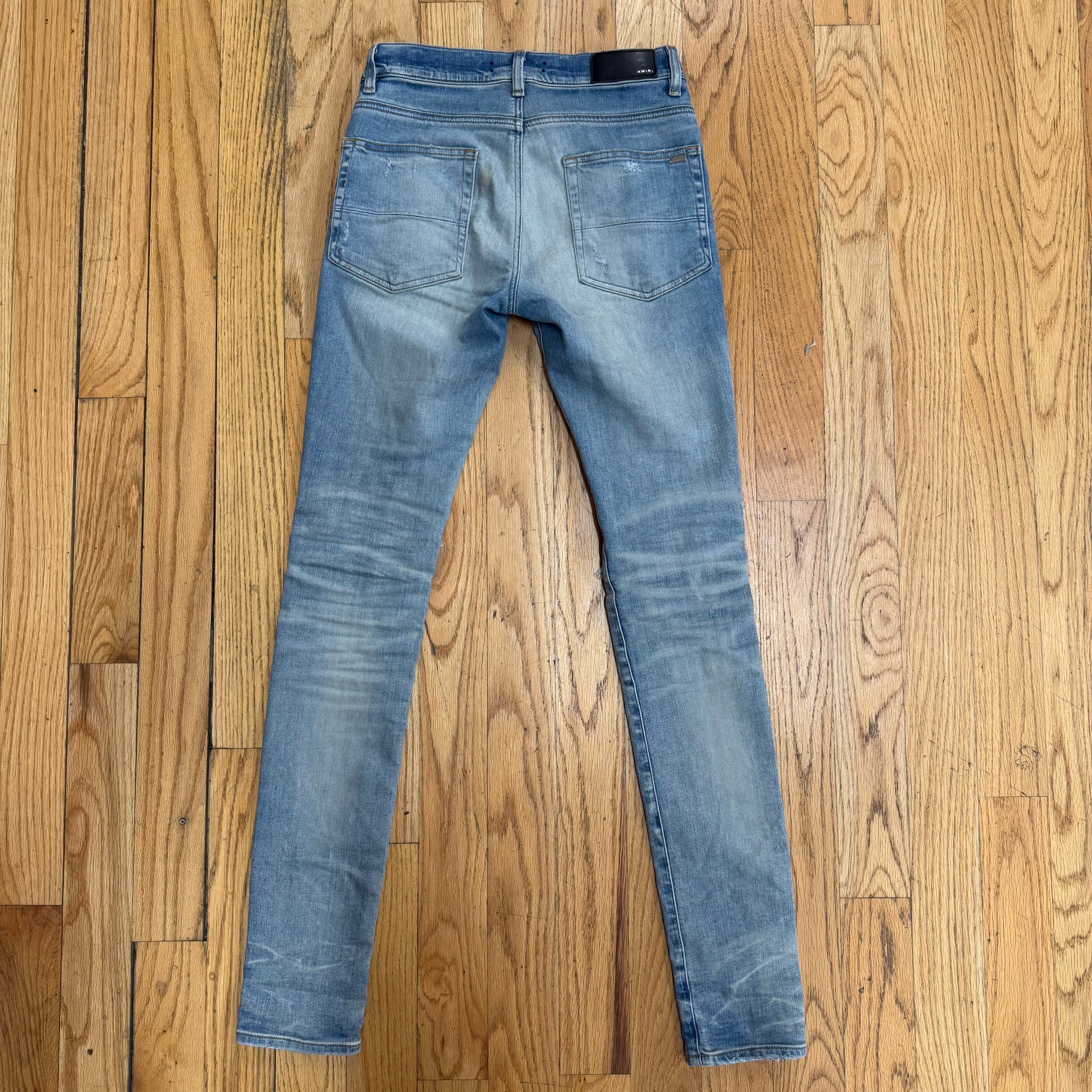 Amiri MX1 Blue Denim Black Paisley Patch Size 28