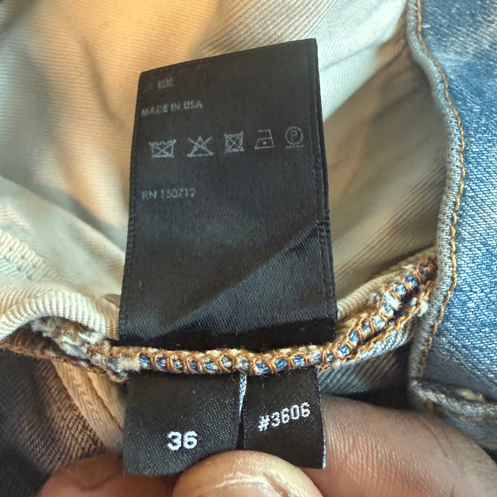 Amiri MX1 Brown Suede Patch Blue Jeans Sz 36