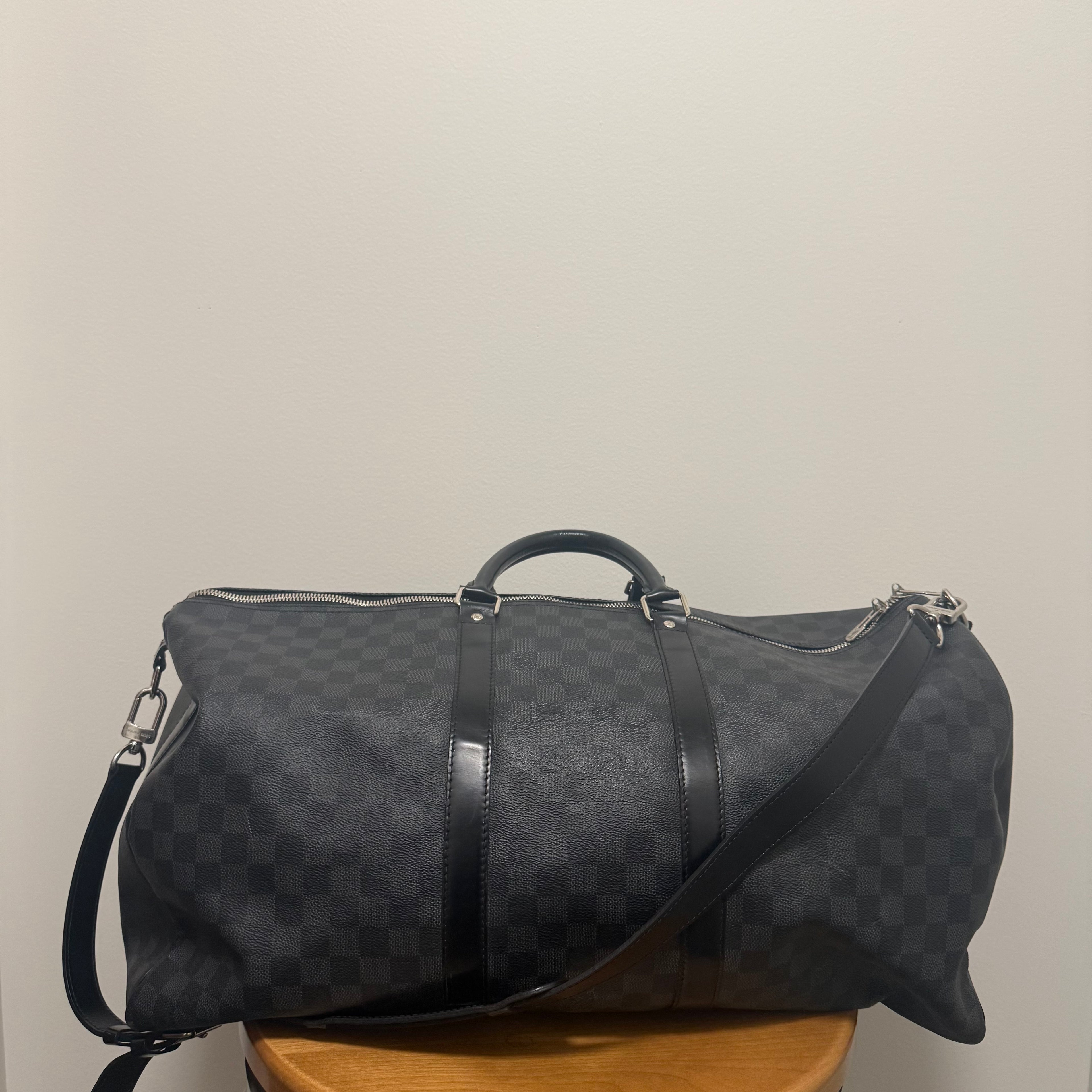 Louis Vuitton Damier Graphite Keepall Bandoulière Leather 45