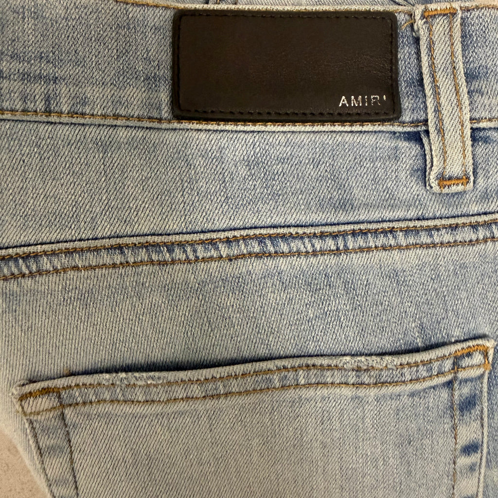 Amiri MX1 White Patch Blue Denim Sz 38