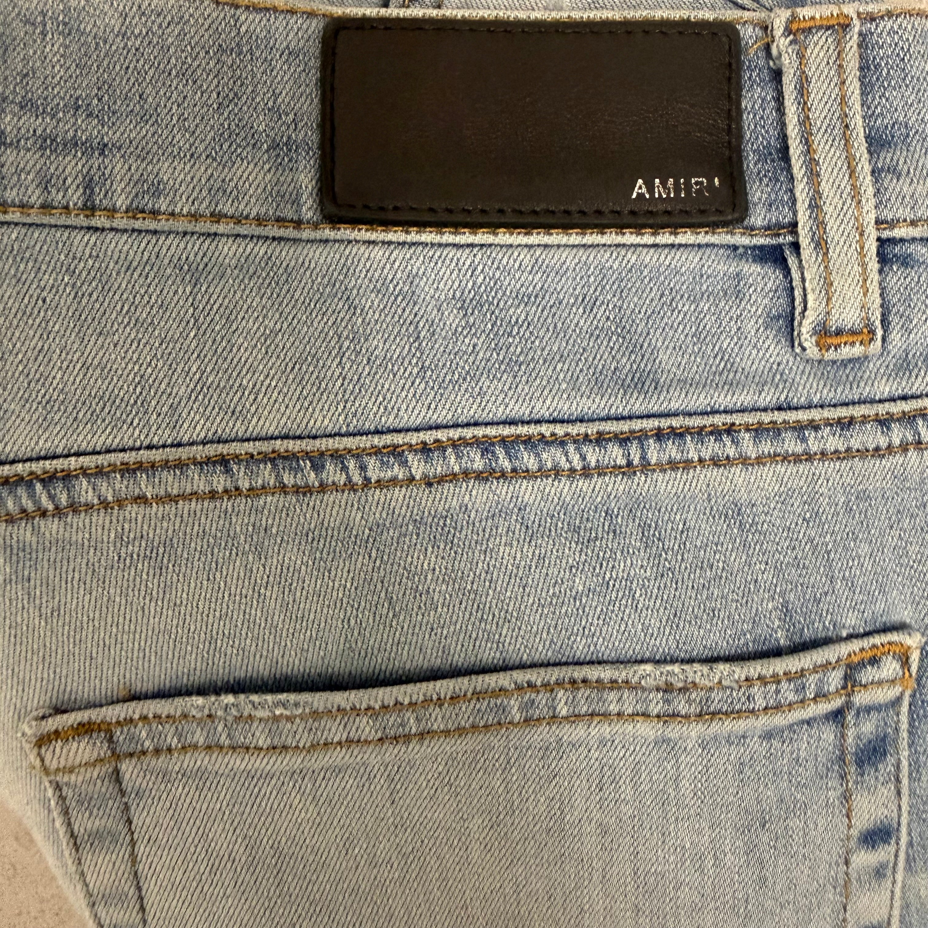 Amiri MX1 White Patch Blue Denim Sz 38