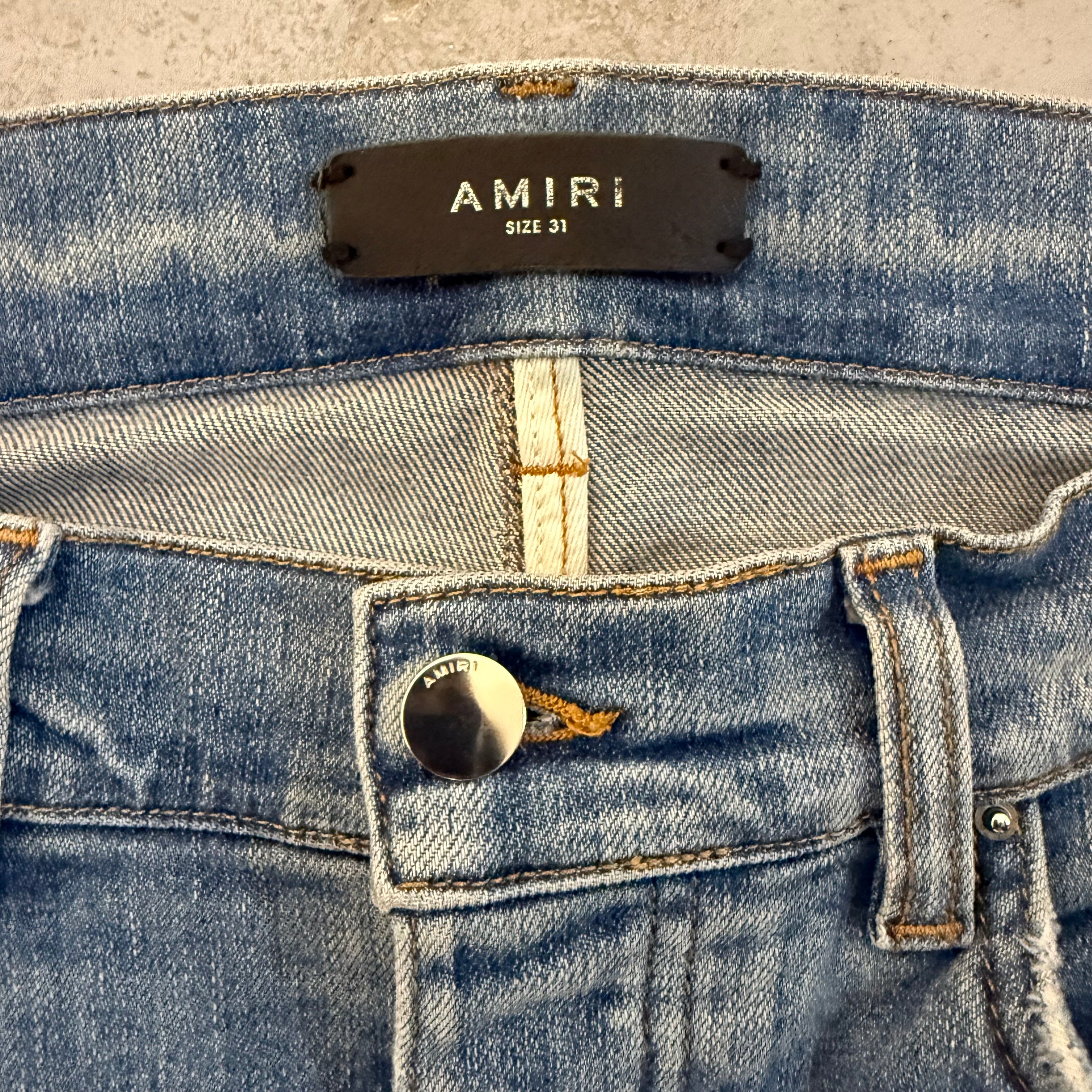 Amiri MX1 Green Plaid Clay Indigo Denim Sz 31