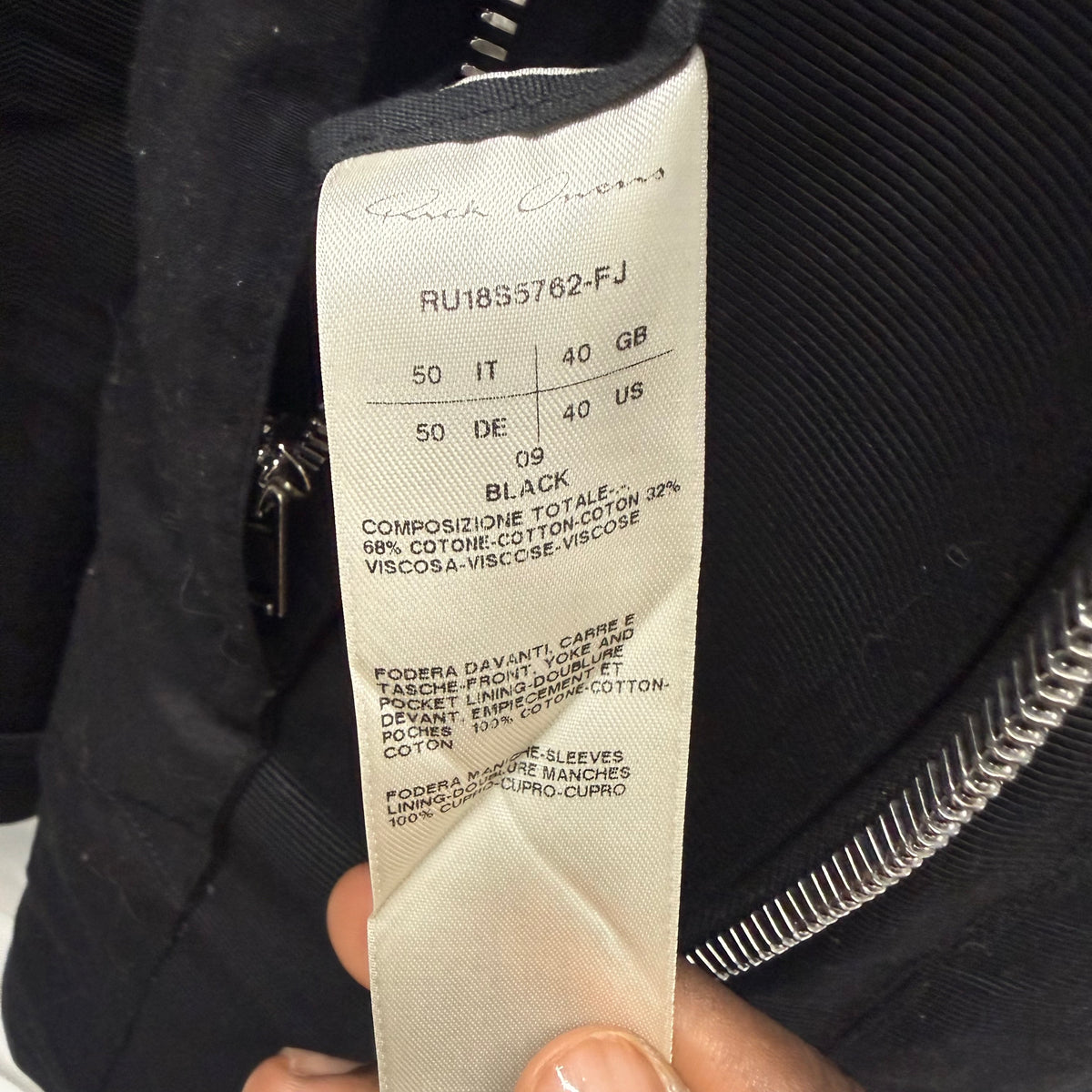 Rick Owens Black Fencing Jacket Size 50
