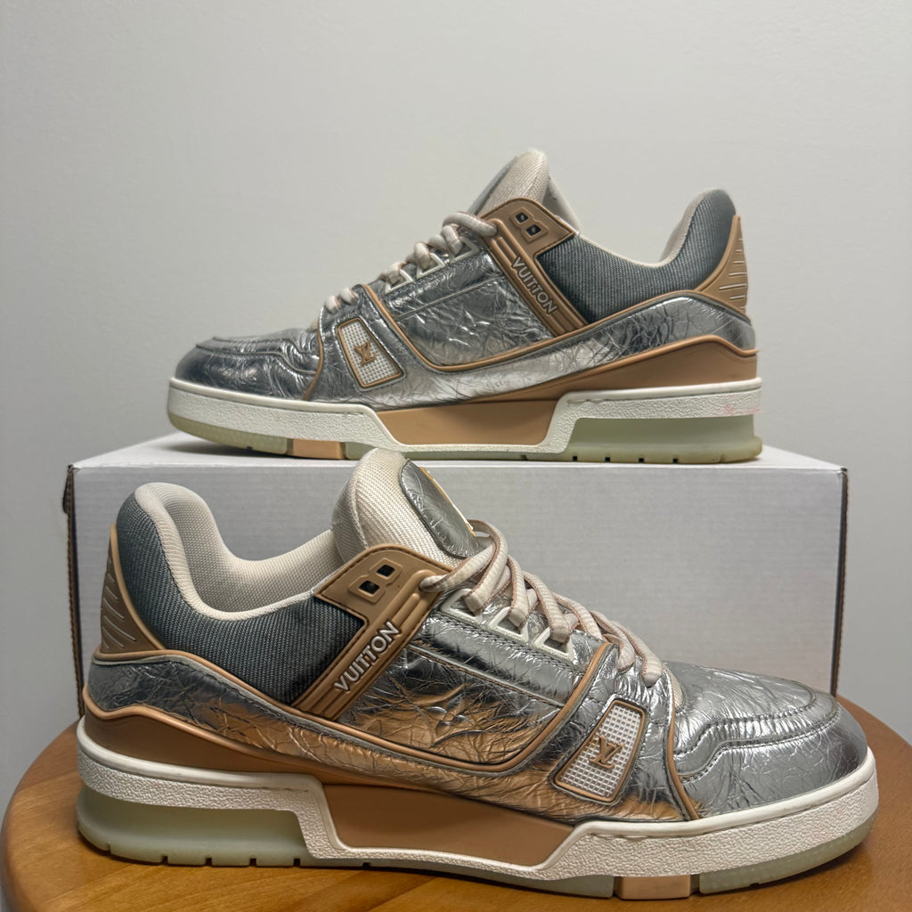 Louis Vuitton Tan Silver Trainer Sz 10 (8.5 LV)