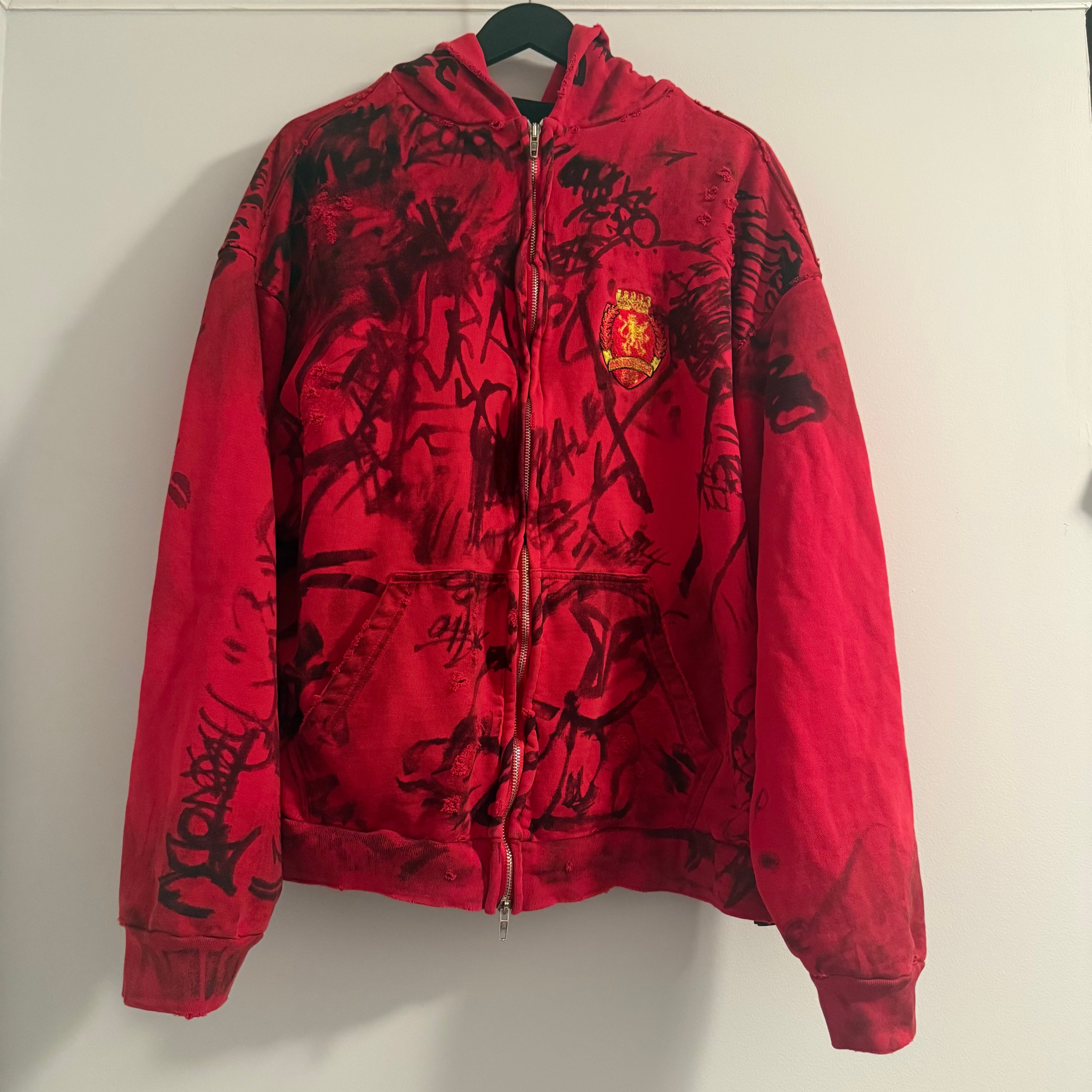 Balenciaga Red Graffiti Skater Hoodie Size M