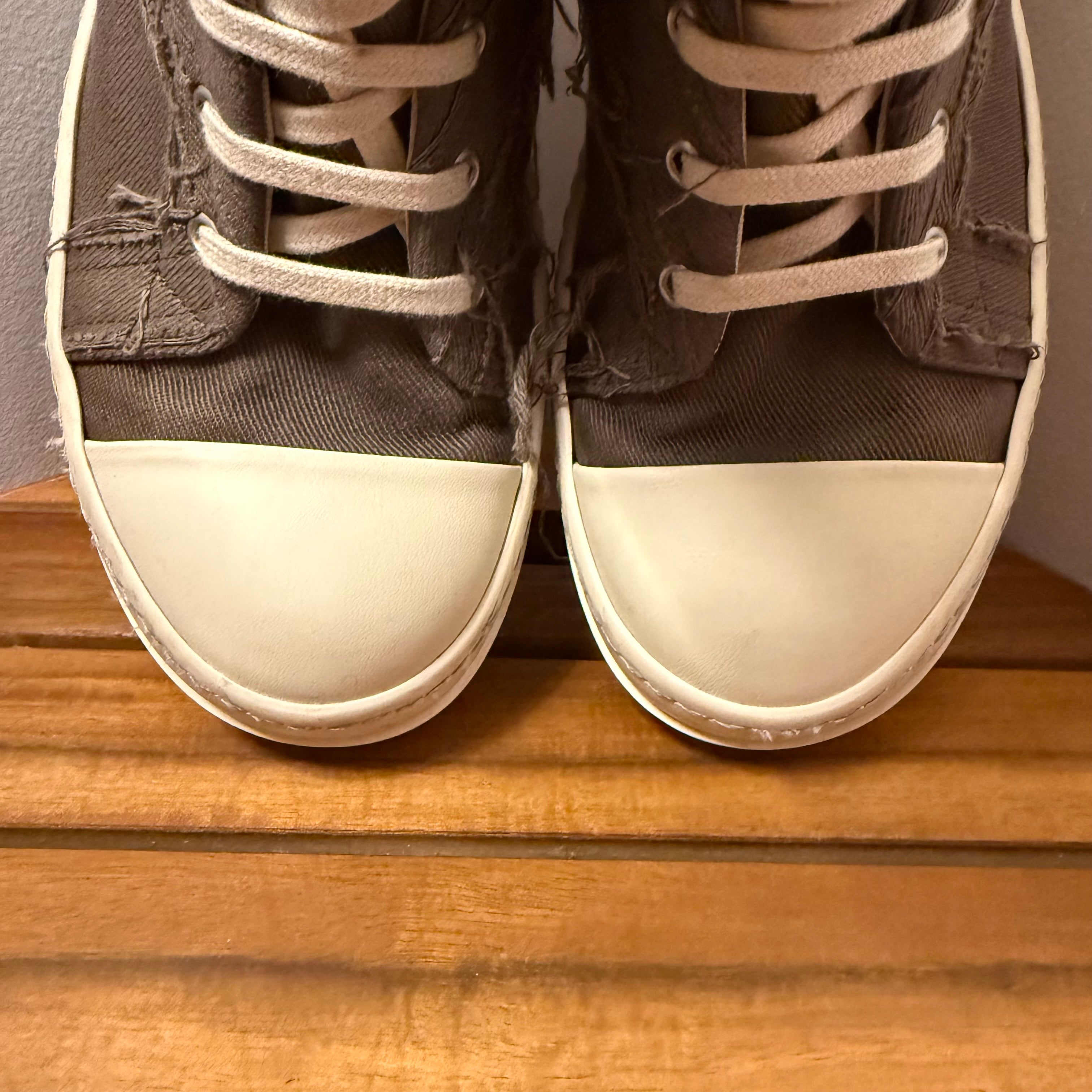 Rick Owens Brown Slashed Denim Sneaker Size 8